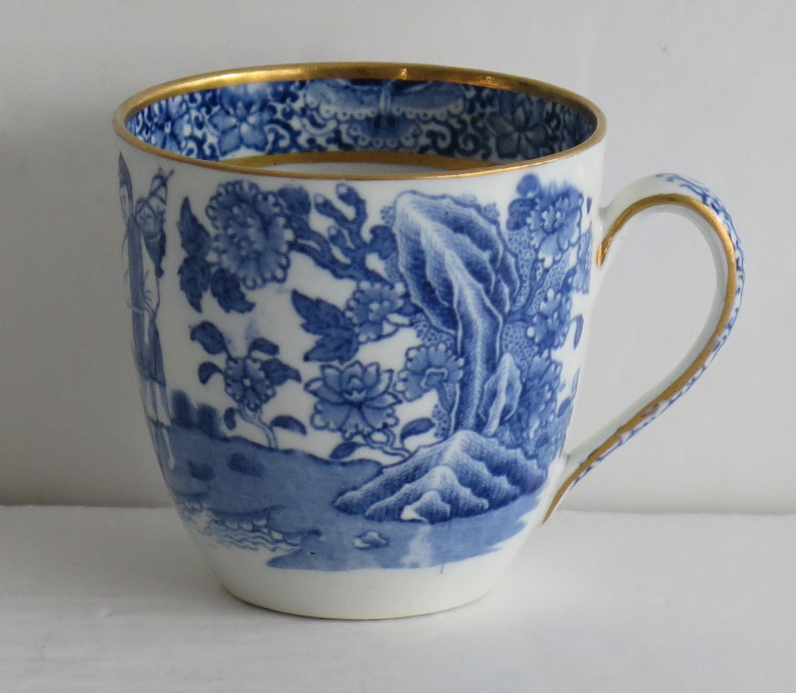 Porcelaine Rare tasse et soucoupe en porcelaine John Turner à motif voyageur, vers 1795 en vente