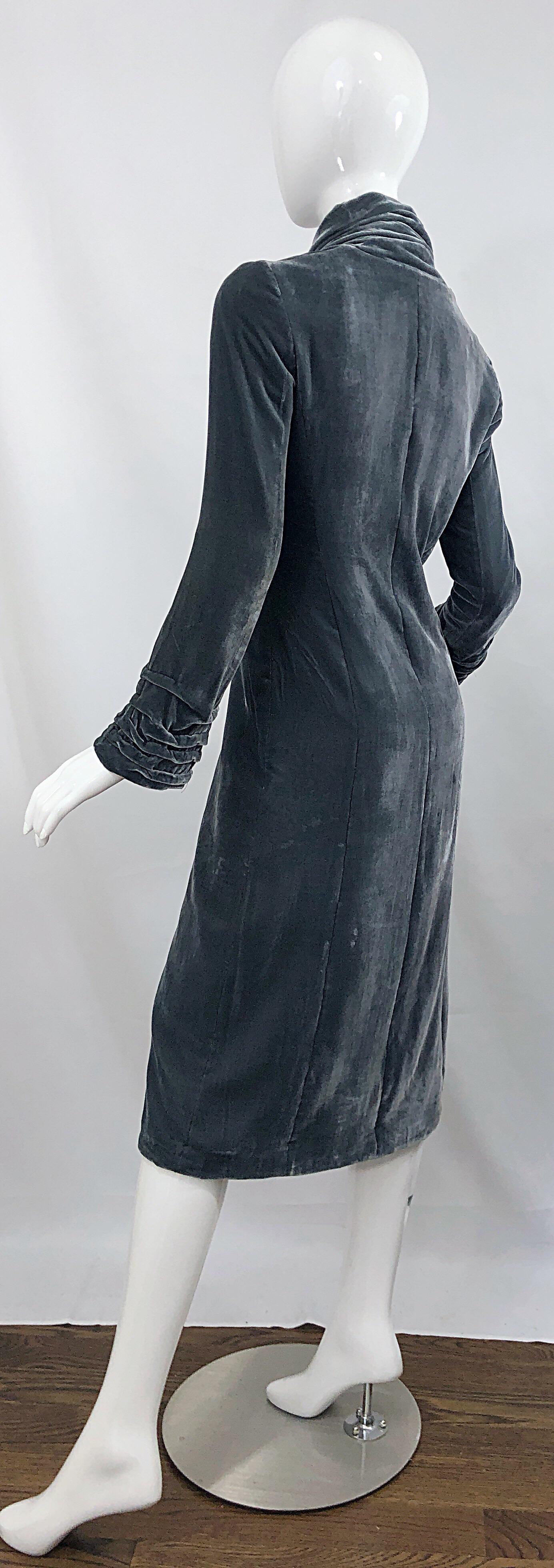 Rare Jorando Italian 2002 Does Roaring 1920s 20s Gray Silk Velvet Opera Jacket 8