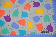 Jordache Vivid Multiple Colors of Tulips mit lavendelfarbener Bordüre Schal