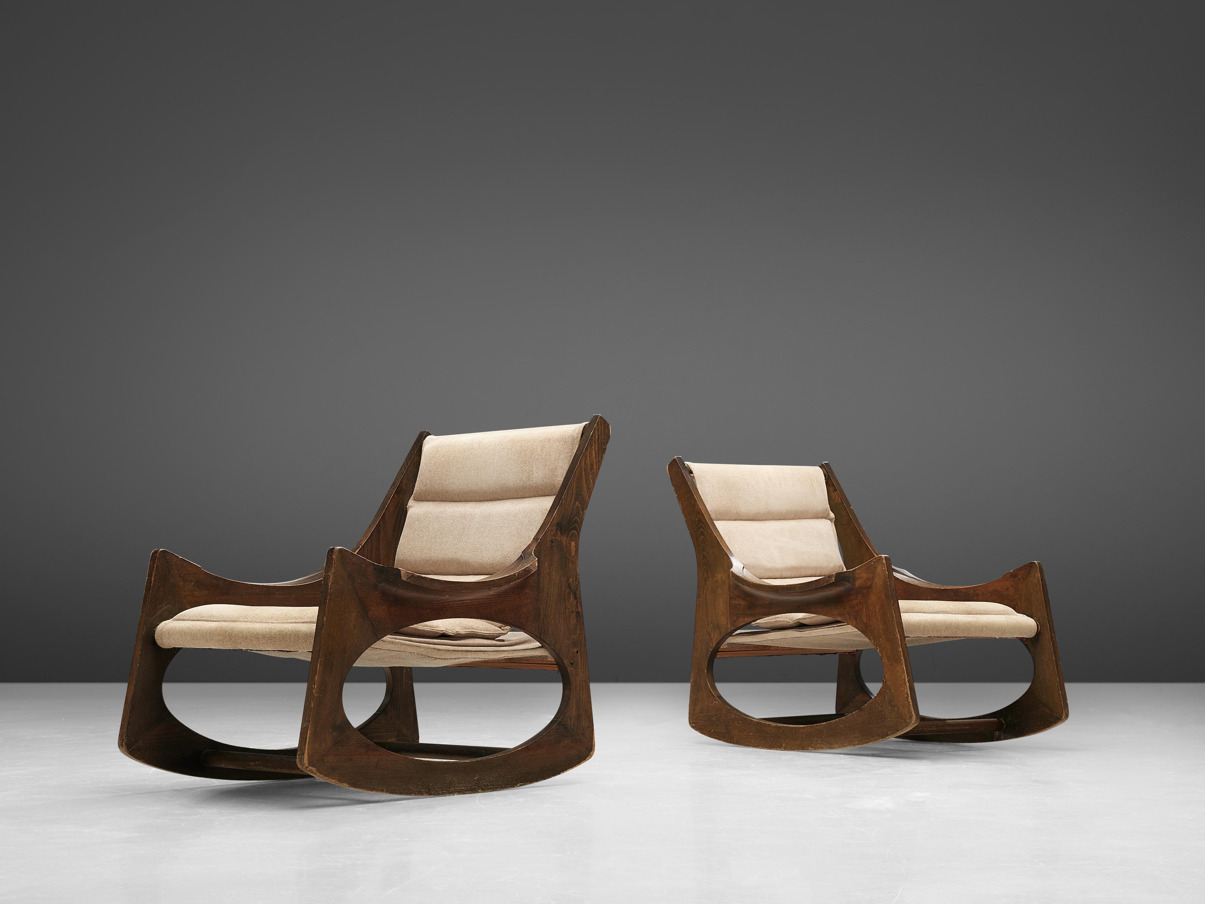 Rare Jordi Vilanova Pair of 'Tartera' Rocking Chairs For Sale 1