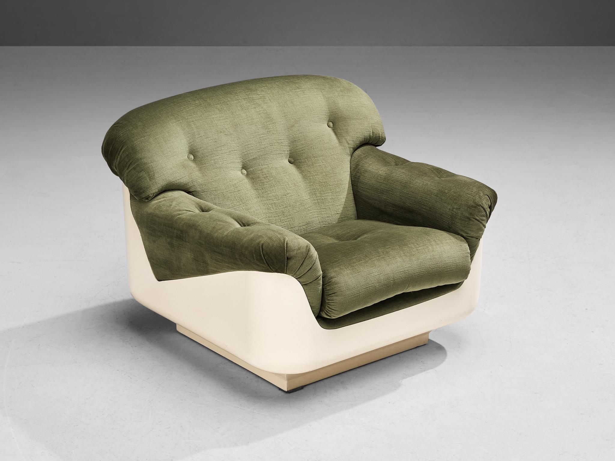 Rare Jorge Zalszupin Pair of Lounge Chairs in Green Velvet and Fiberglass  4