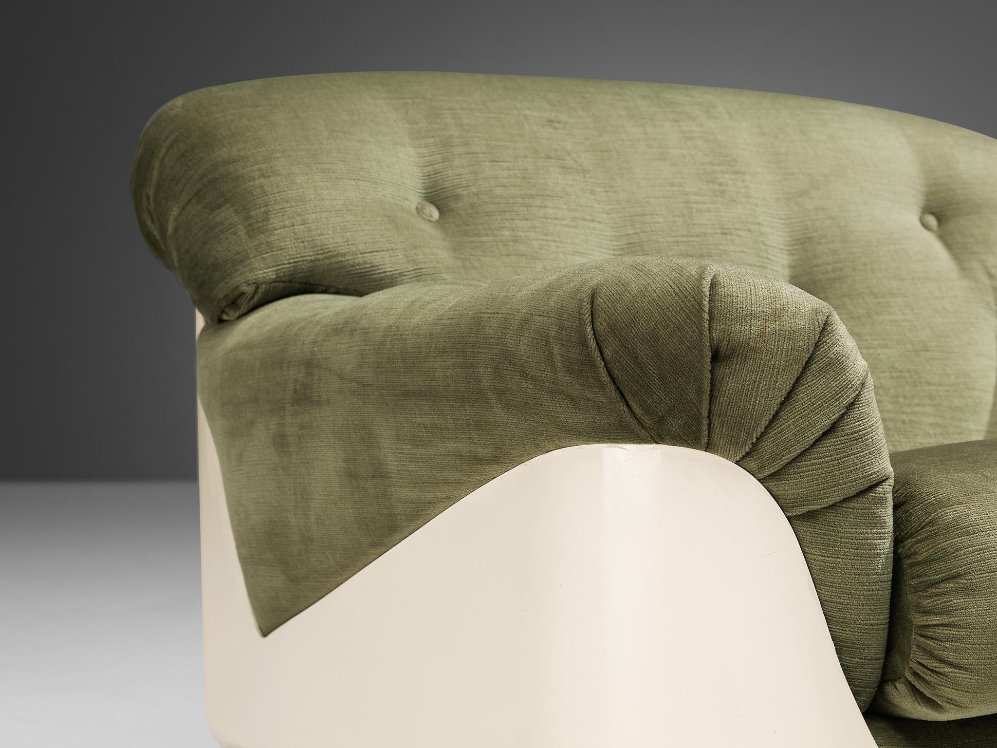 Rare Jorge Zalszupin Pair of Lounge Chairs in Green Velvet and Fiberglass  1