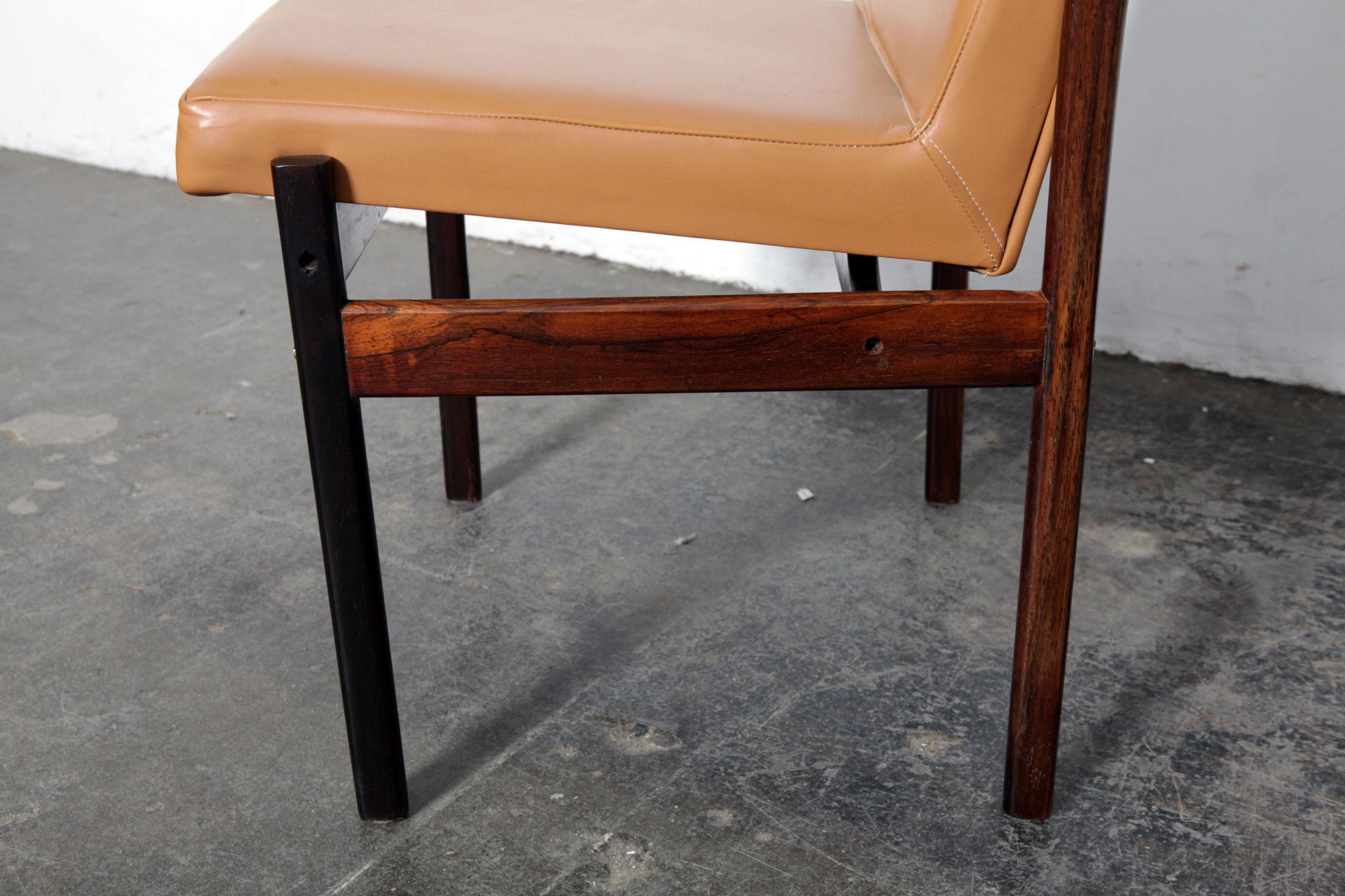 Mid-Century Modern Rare Jorge Zalszupin Rosewood Framed Brazilian Dining Chair