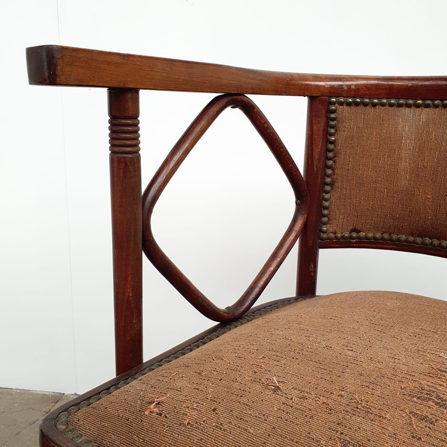 Wood Rare Josef Hoffmann Set of 2 Armchairs, 2 Chairs and a Bench, 1907 For Sale