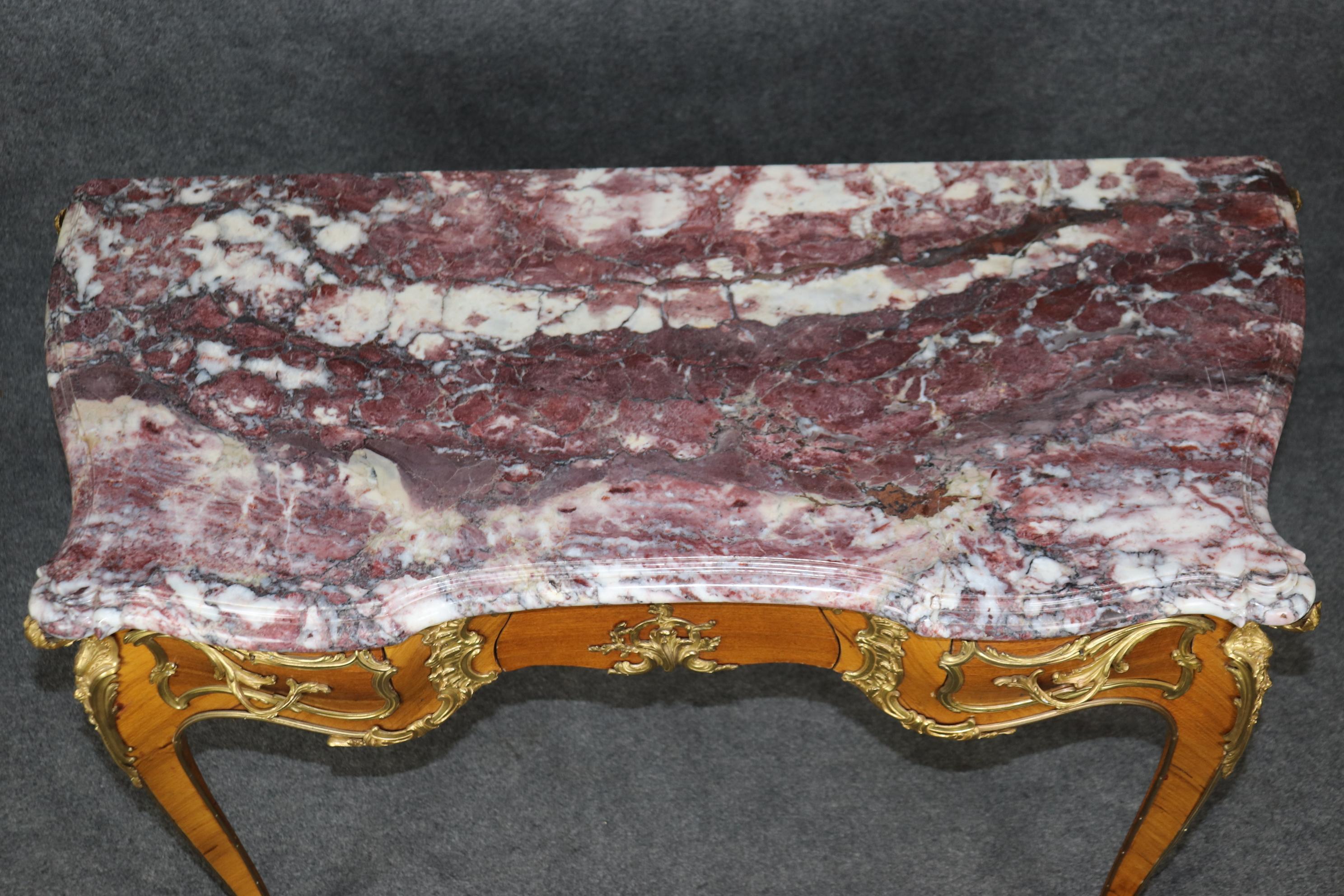 Seltener Joseph Emmanuel Zwiener Marmorplatte Dore' Bronzemontierter Louis XV.-Schreibtisch mit Marmorplatte im Angebot 2
