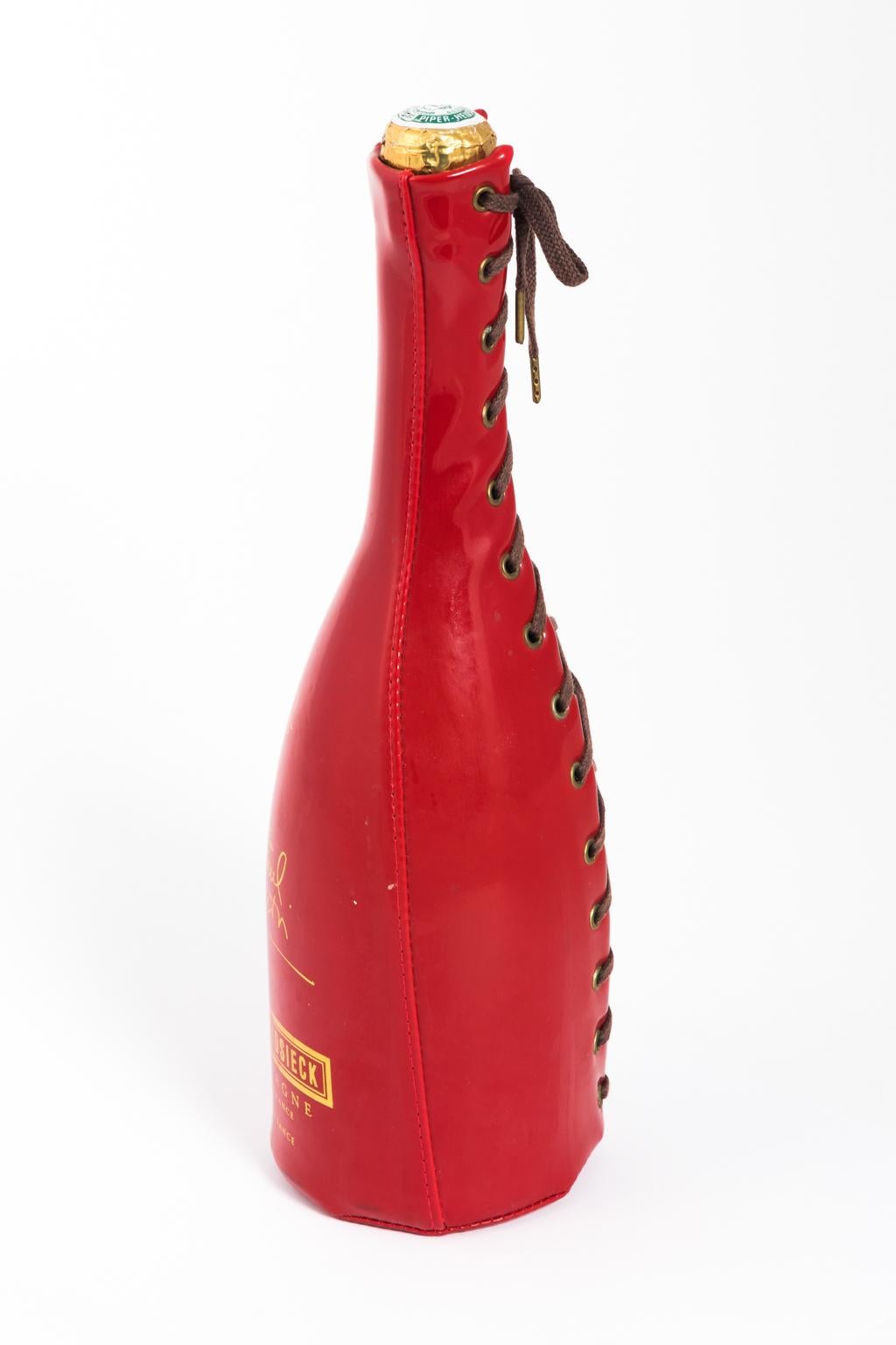 Glass Rare JP Gaultier Vinyl Corset Champagne Bottle and Holder For Sale