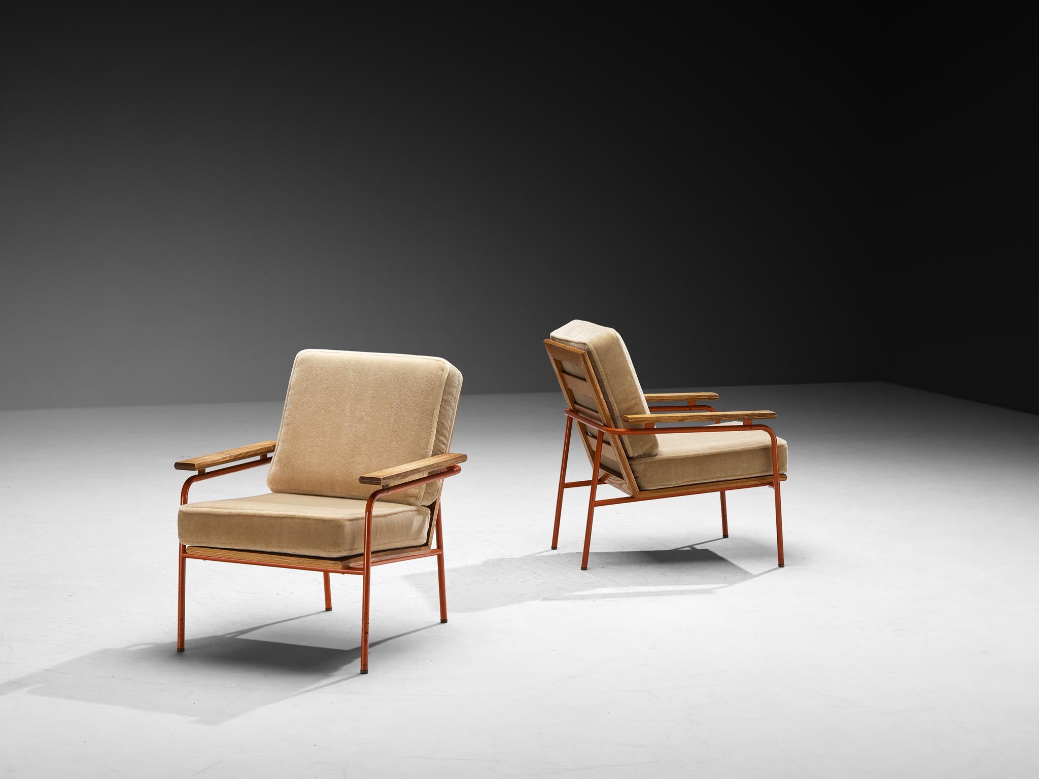 Danish Rare Jørgen Magnussen for Peder Pedersen Pair of Lounge Chairs in Beige Mohair by Pierre Frey For Sale
