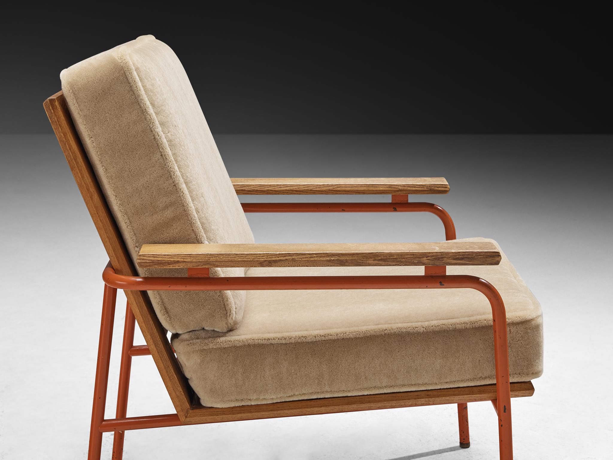 Rare Jørgen Magnussen for Peder Pedersen Pair of Lounge Chairs in Beige Mohair by Pierre Frey For Sale 1