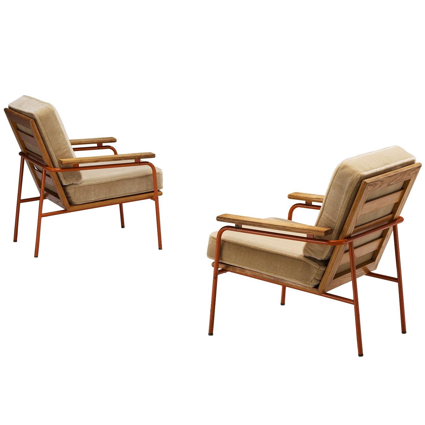 Rare Jørgen Magnussen for Peder Pedersen Pair of Lounge Chairs in Beige Mohair by Pierre Frey For Sale