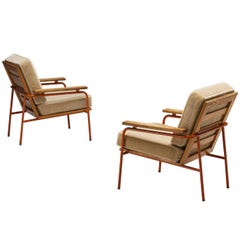 Rare Jørgen Magnussen for Peder Pedersen Pair of Lounge Chairs in Beige Mohair by Pierre Frey
