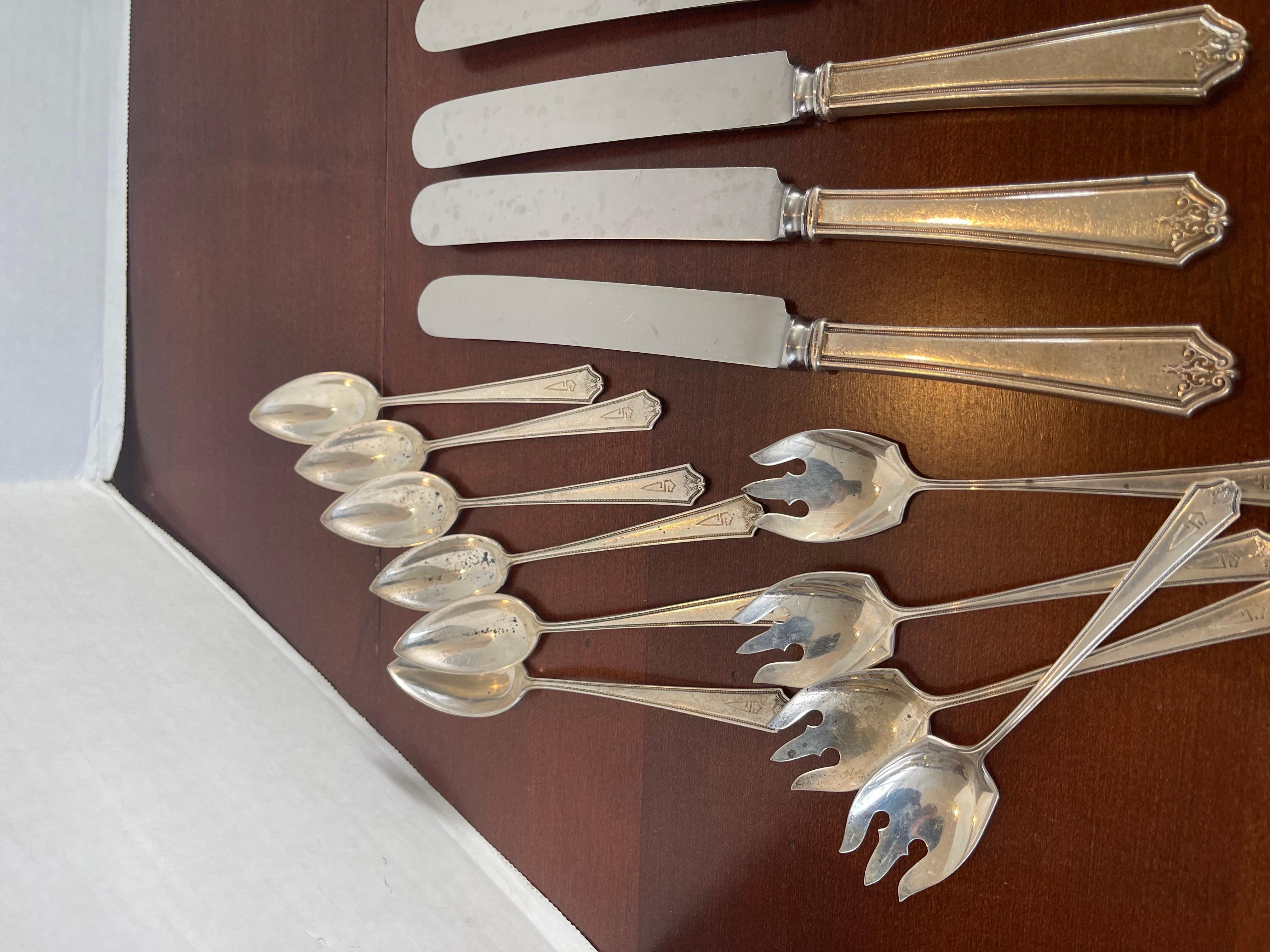 Rare J.S. & Co. International Silver Sterling Silver Flatware Set 90 Pieces 7