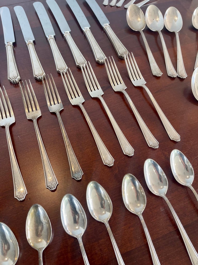 Rare J.S. and Co. International Silver Sterling Silver Flatware Set 90