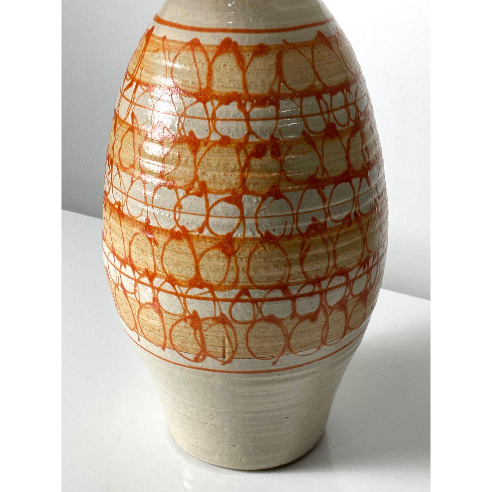 Américain Rare lampe de bureau Abernathy en céramique émaillée orange de Studio Pottery, années 1960 en vente