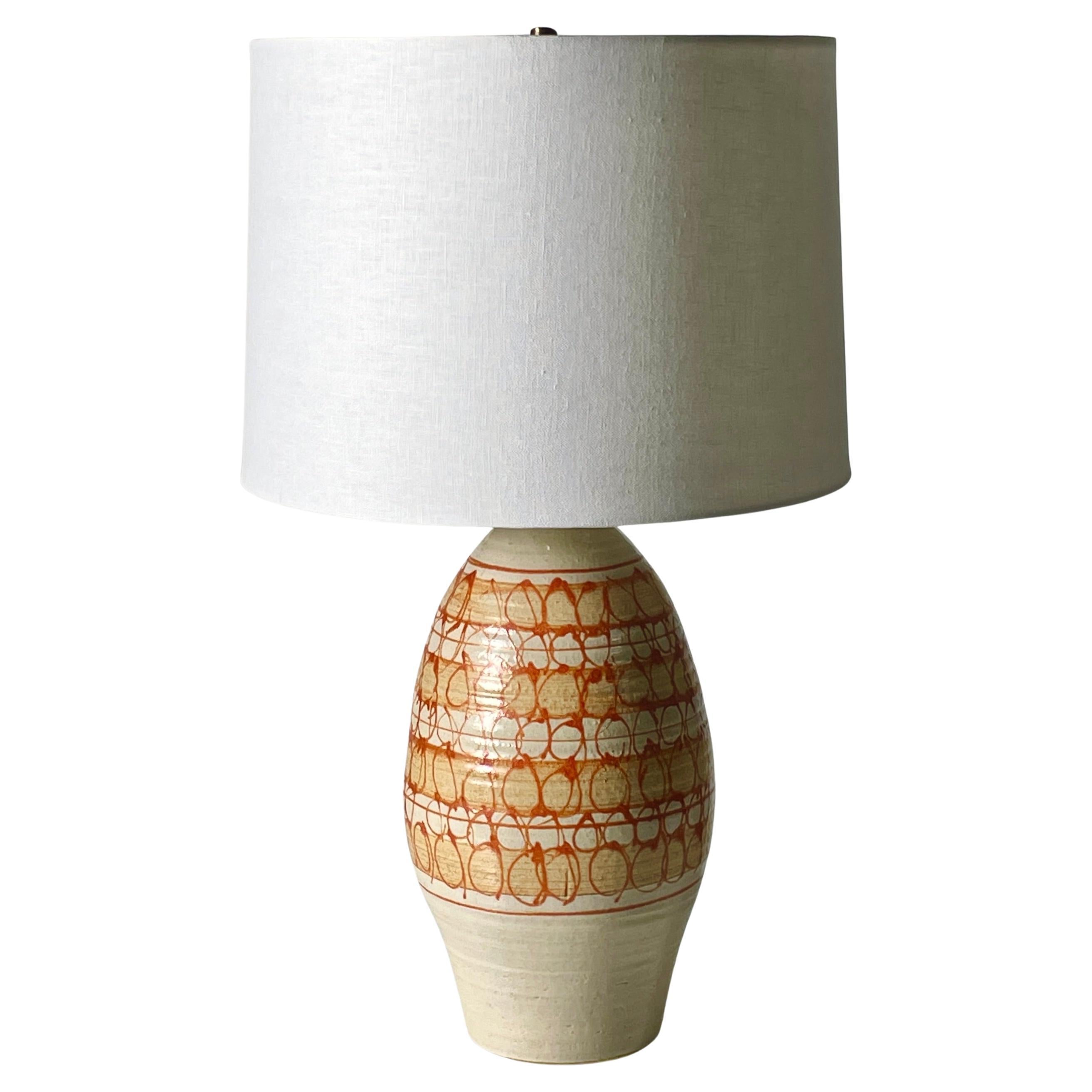 Rare JT Abernathy Orange Glazed Ceramic Studio Pottery Table Lamp 1960s
