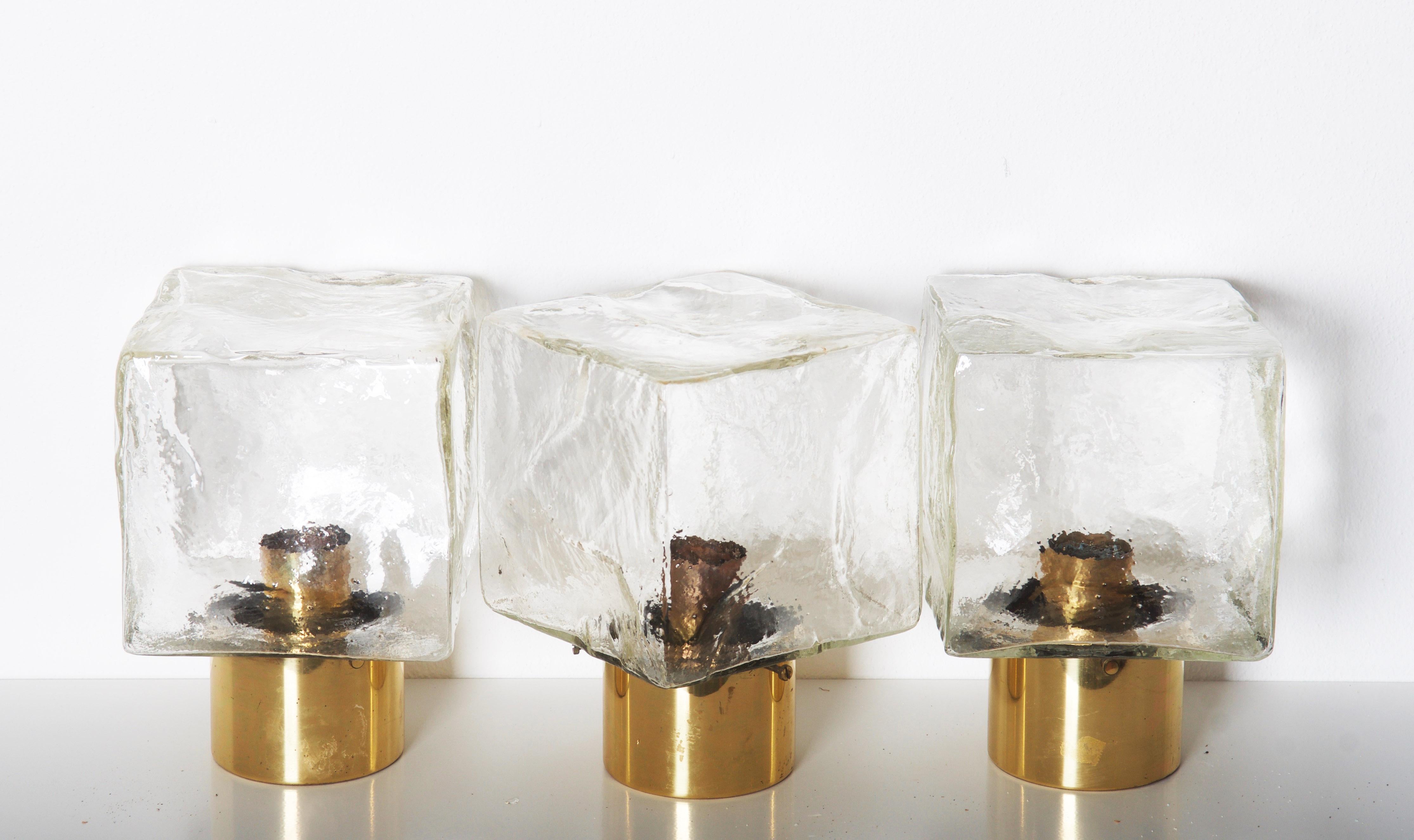 Brass Rare J.T. Kalmar Cube Flush Mount Lamp or Wall Mount, Sconces