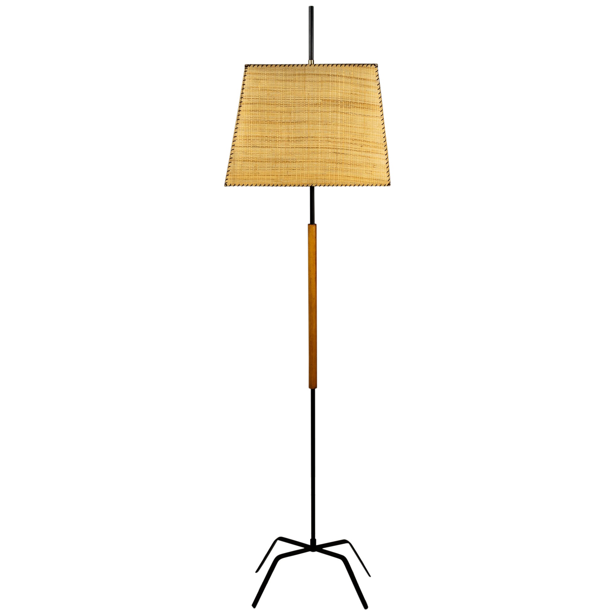 Rara lámpara de pie J.T. Kalmar con pantalla original Viena años 50 aproximadamente en venta