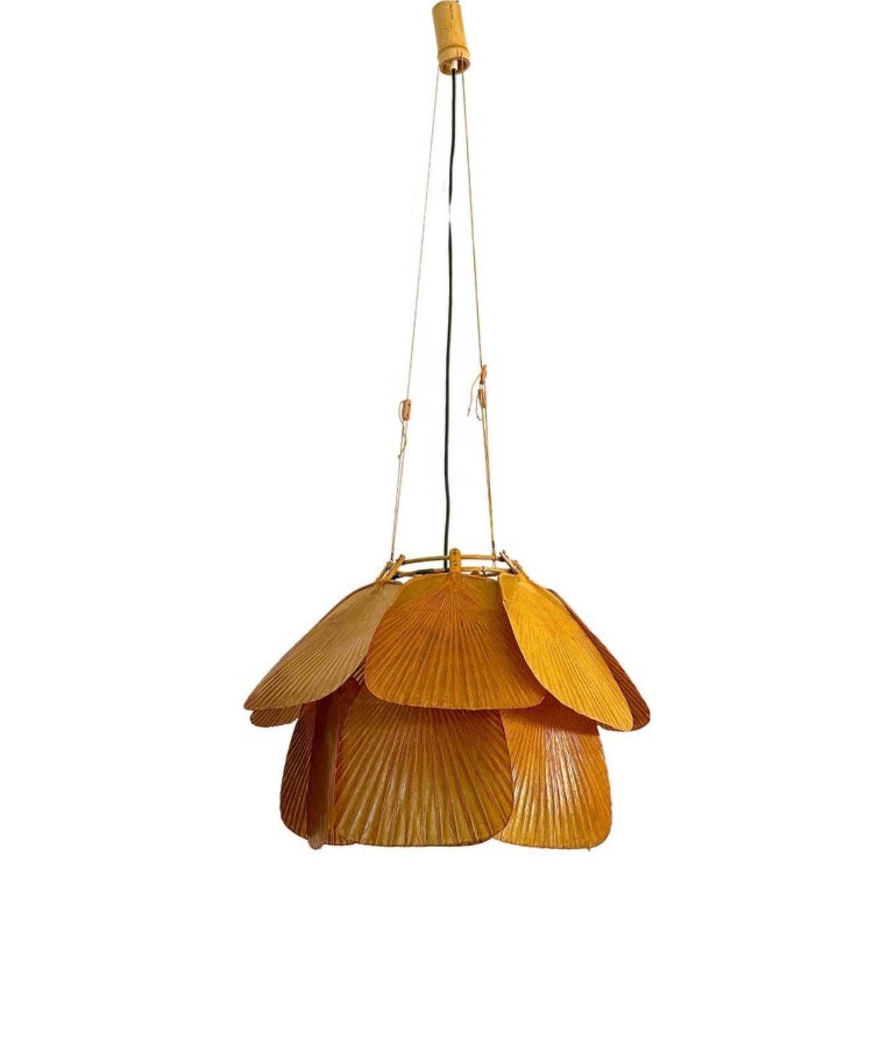 Seltene Uchiwa-Pendelleuchte „Ju-Yon“ von Ingo Maurer für Design M, 1970er Jahre (Japonismus) im Angebot