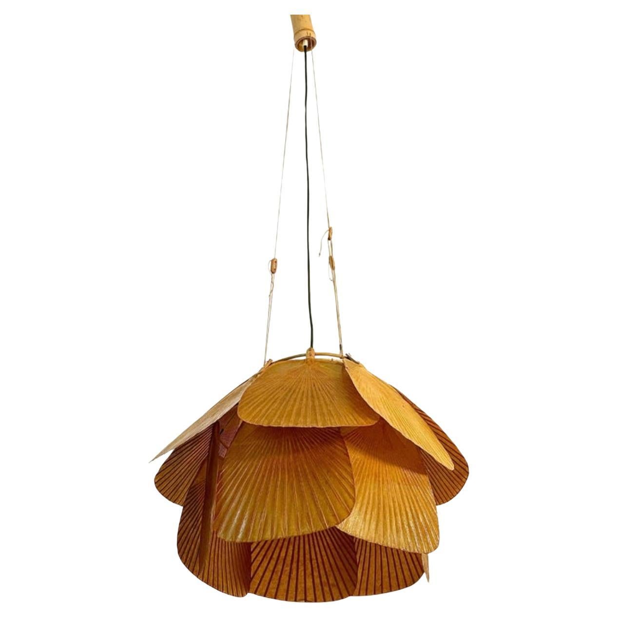 Seltene Uchiwa-Pendelleuchte „Ju-Yon“ von Ingo Maurer für Design M, 1970er Jahre im Angebot
