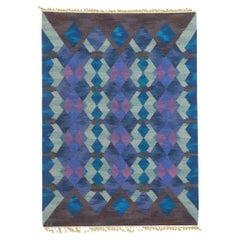 Seltener Judith Johansson Vintage Schwedischer Rollakan Teppich, Fönstret