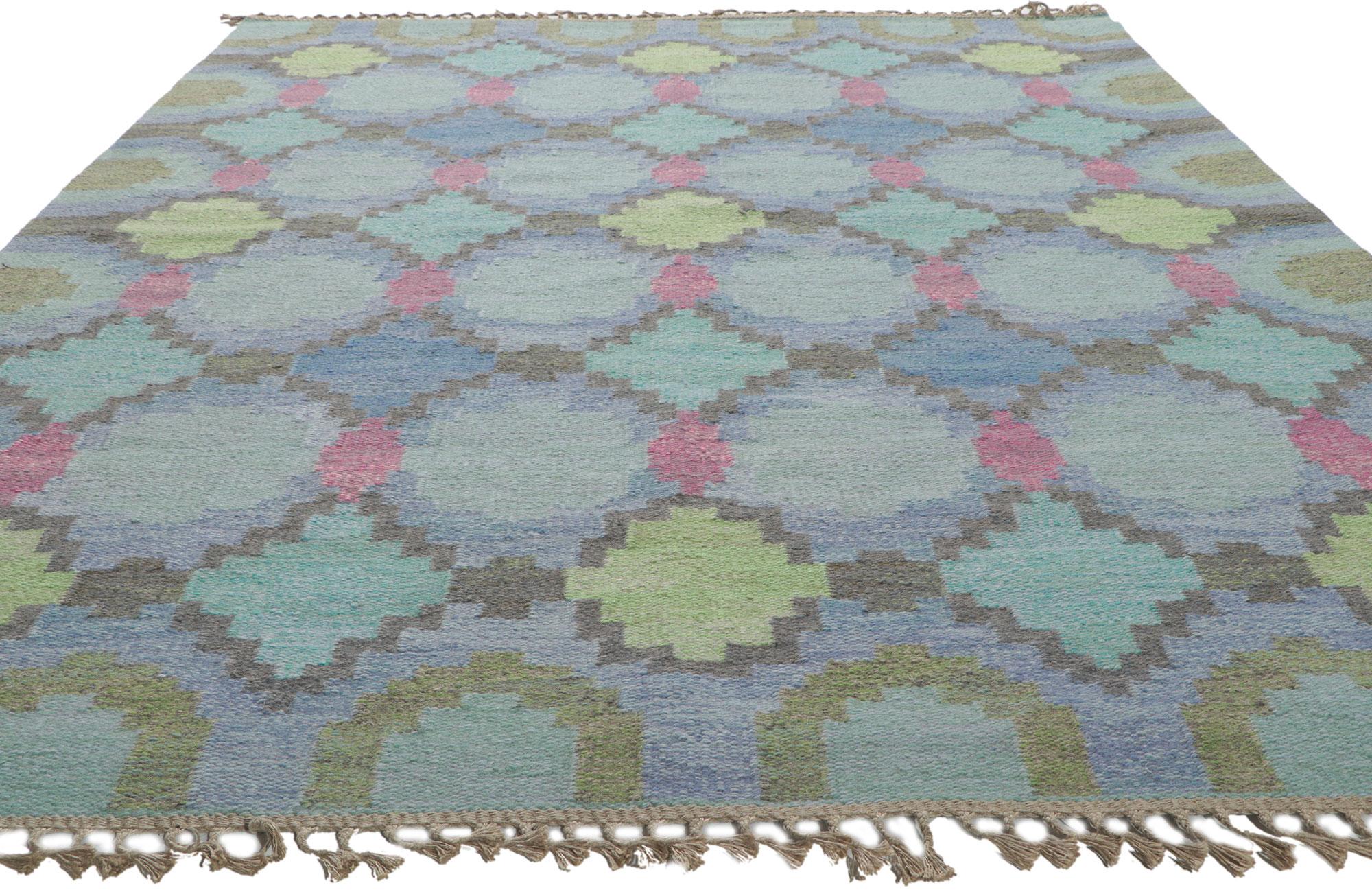 Seltener schwedischer Vintage-Kelim-Rollakan-Teppich von Judith Johansson, Sommarflor (Skandinavische Moderne) im Angebot