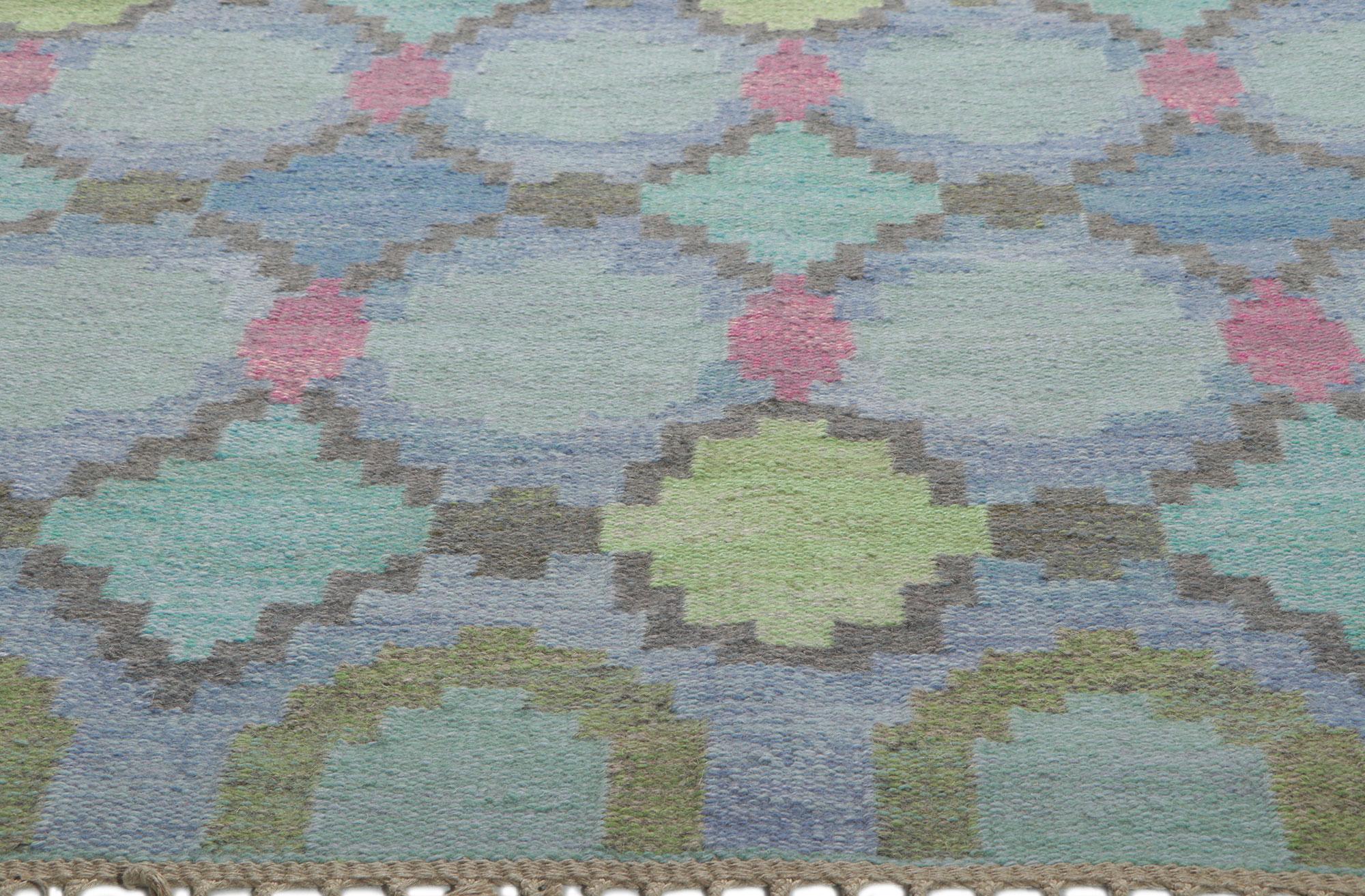 Seltener schwedischer Vintage-Kelim-Rollakan-Teppich von Judith Johansson, Sommarflor (Schwedisch) im Angebot