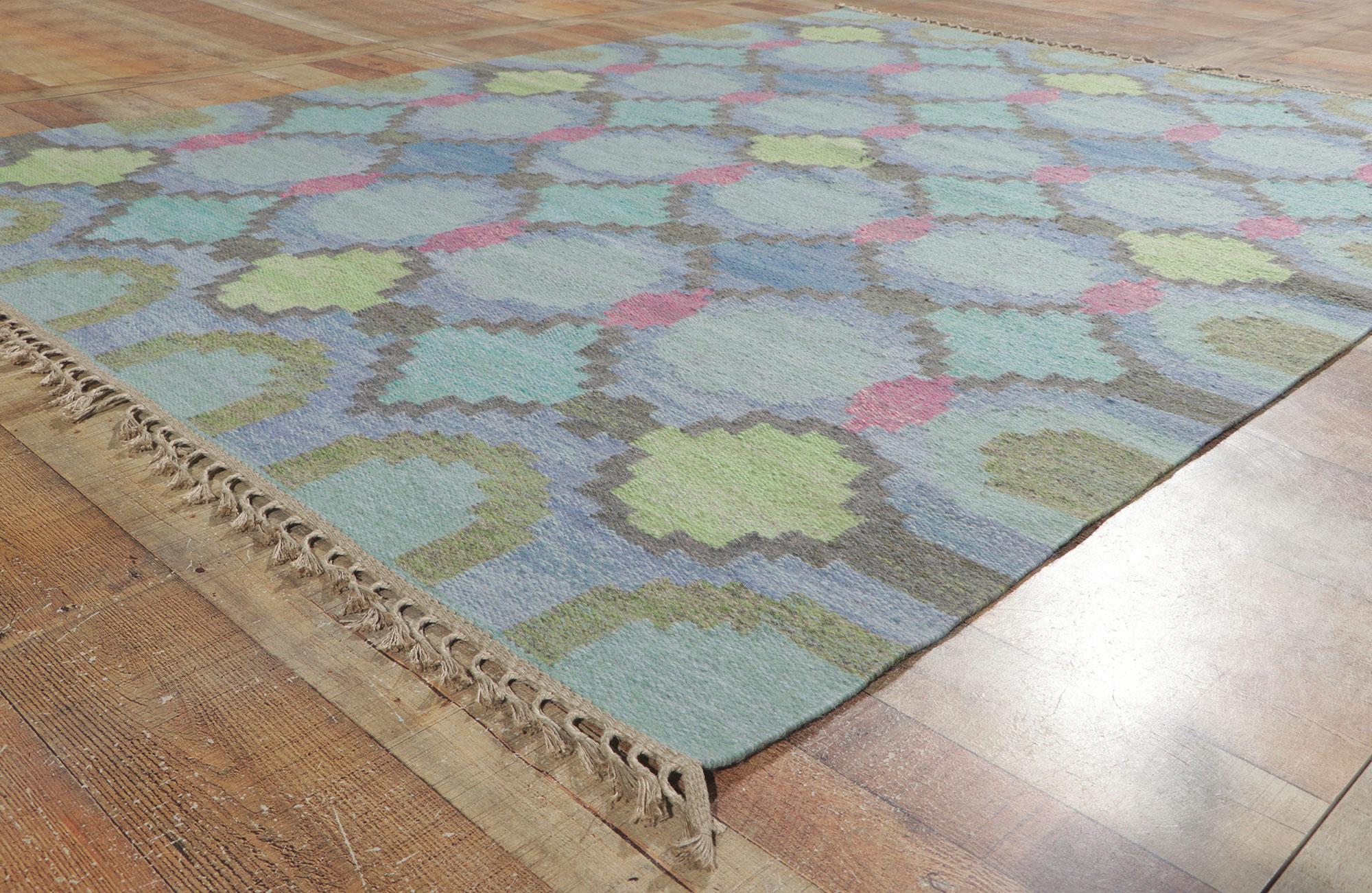 Seltener schwedischer Vintage-Kelim-Rollakan-Teppich von Judith Johansson, Sommarflor (Wolle) im Angebot