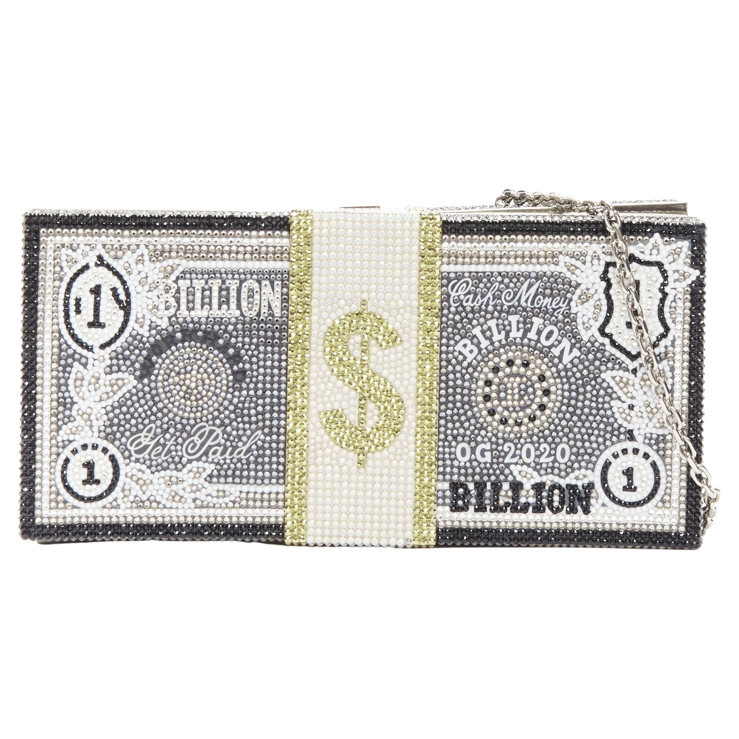 rare JUDITH LEIBER COUTURE Stack Of Cash Billion rhinestone crystals clutch bag For Sale