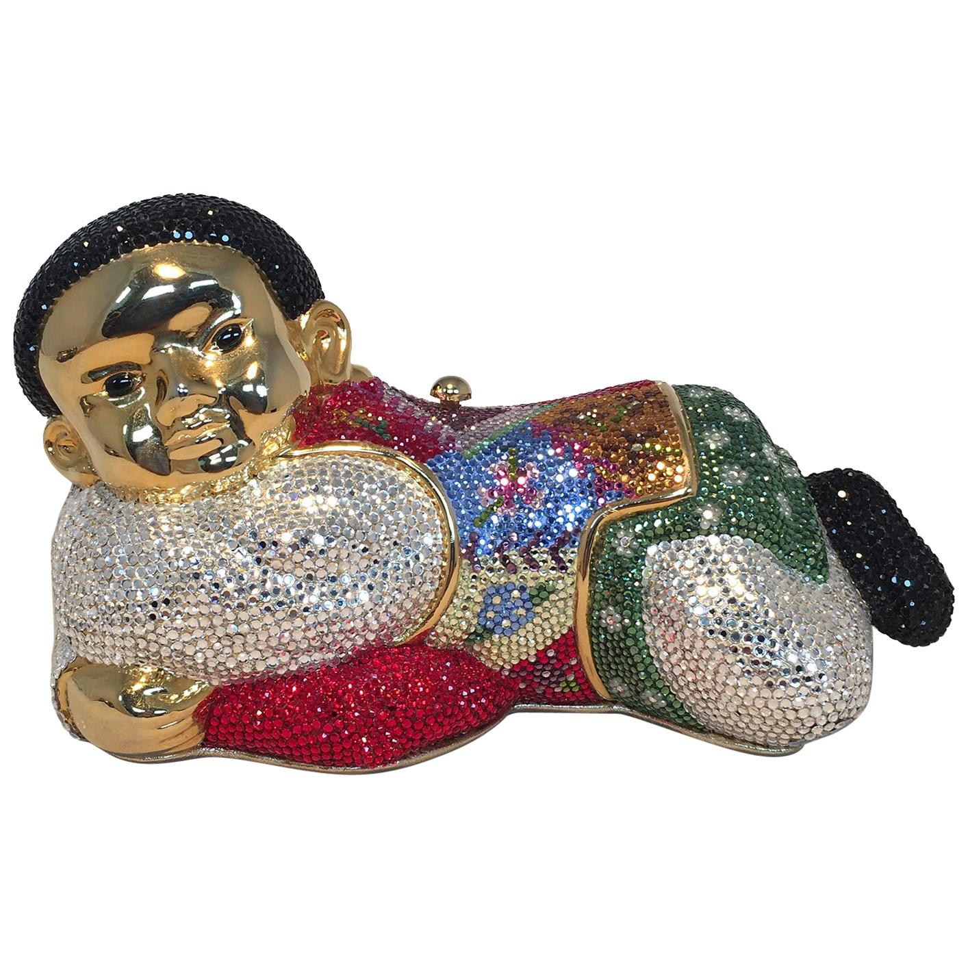 Rare Judith Leiber Sleeping Boy Swarovksi Crystal Minaudiere