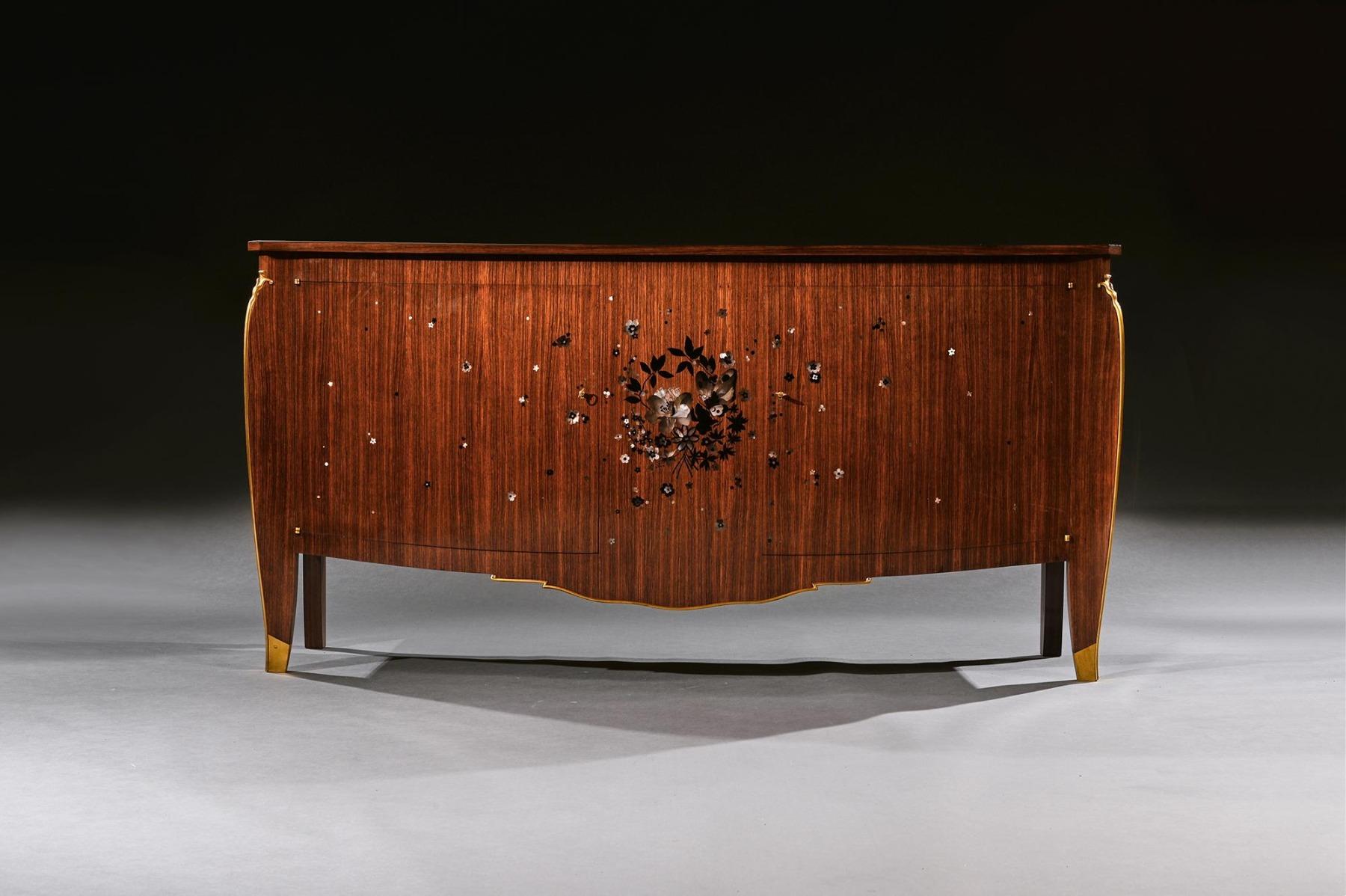 Rare Jules Leleu Art Deco Palisander and Marquetry Mother of Pearl Sideboard In Good Condition In Benington, Herts