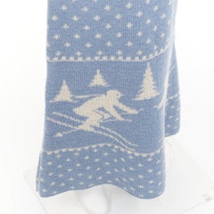 rare JUNYA WATANABE 1994 Vintage Skiier blue cream wool intarsia graphic skirt