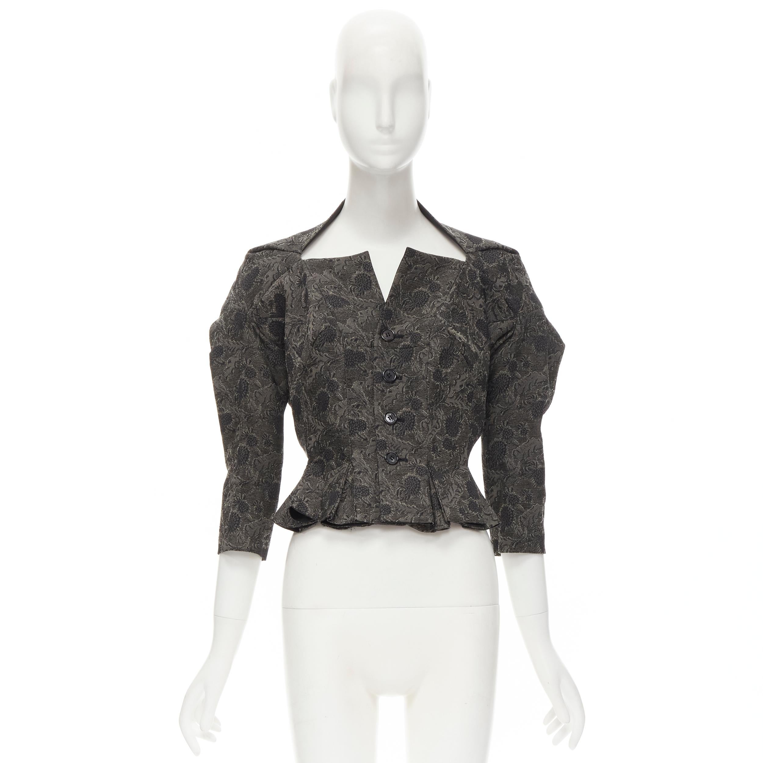 rare JUNYA WATANABE 1999 grey floral lace jacquard transformable jacket M For Sale 6