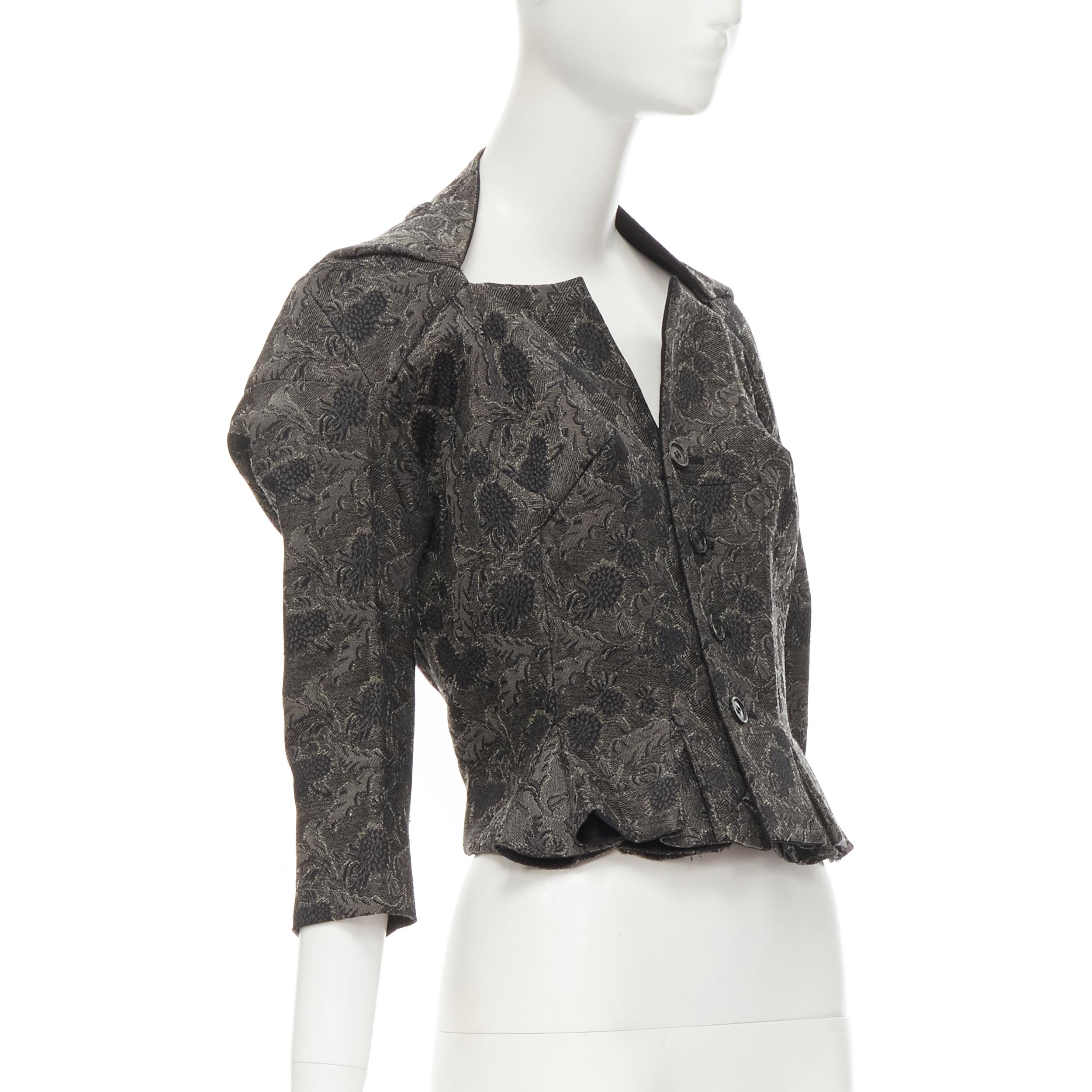 rare JUNYA WATANABE 1999 grey floral lace jacquard transformable jacket M In Excellent Condition For Sale In Hong Kong, NT