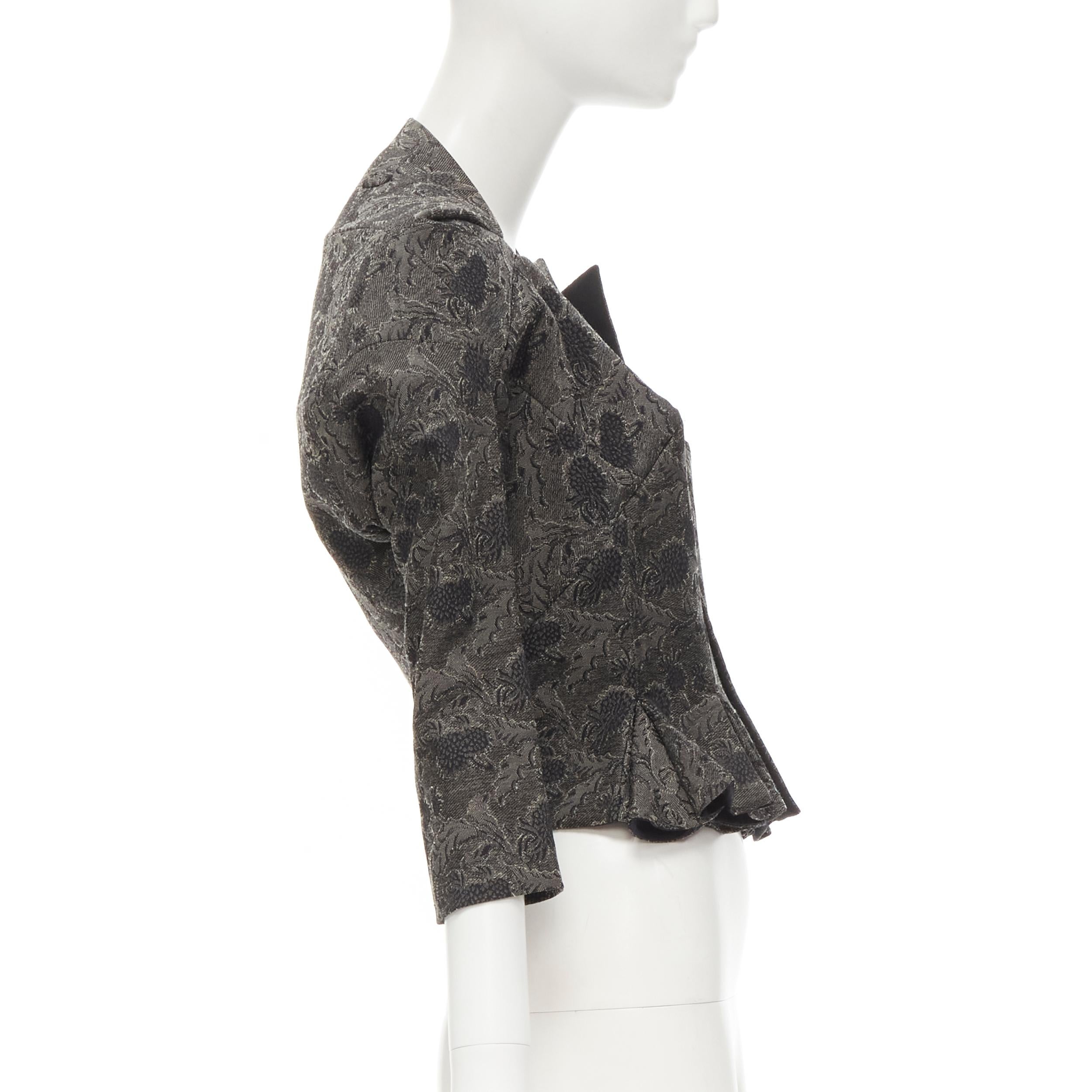 Women's rare JUNYA WATANABE 1999 grey floral lace jacquard transformable jacket M For Sale