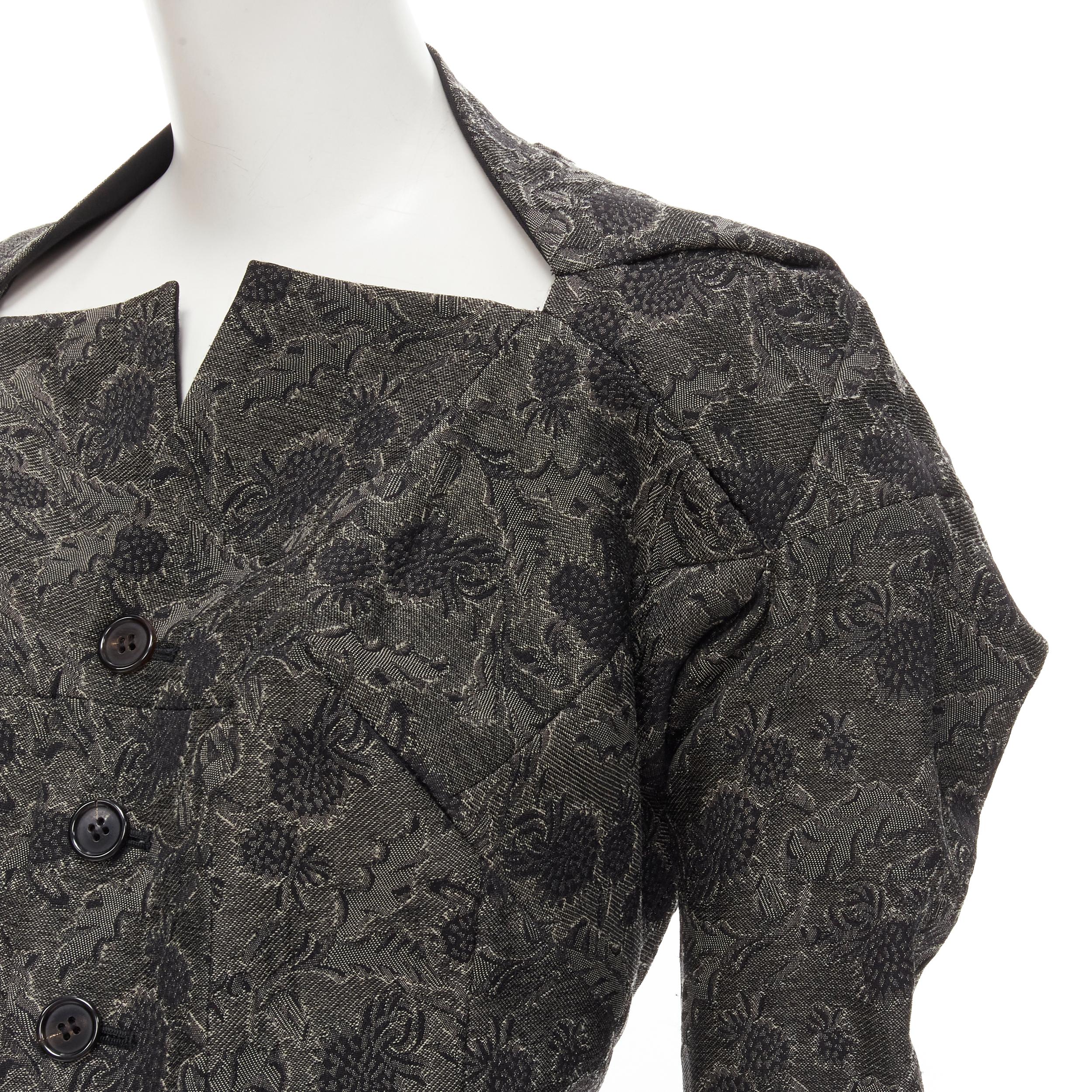 Women's rare JUNYA WATANABE 1999 grey floral lace jacquard transformable jacket M For Sale