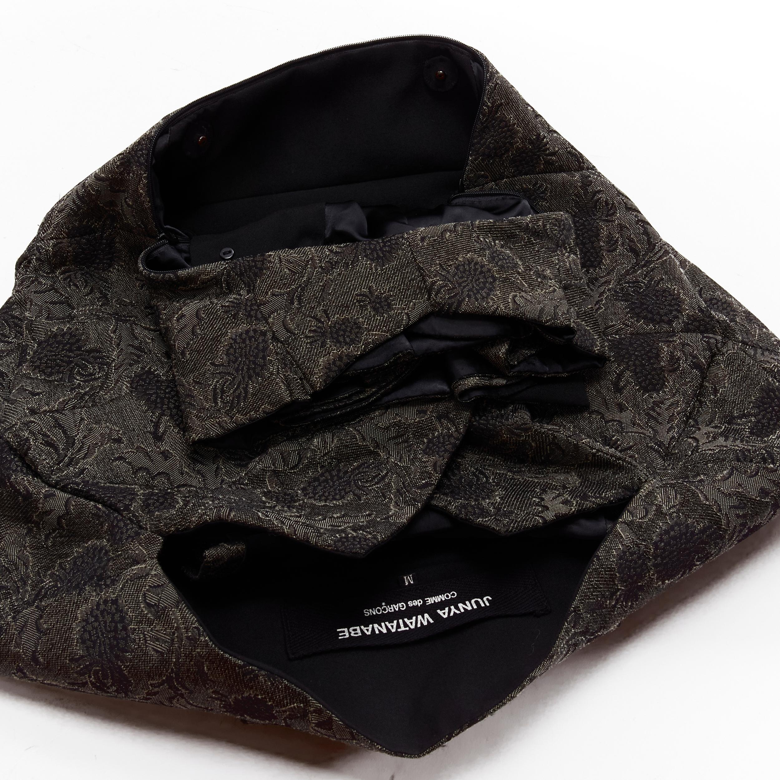 rare JUNYA WATANABE 1999 grey floral lace jacquard transformable jacket M For Sale 4