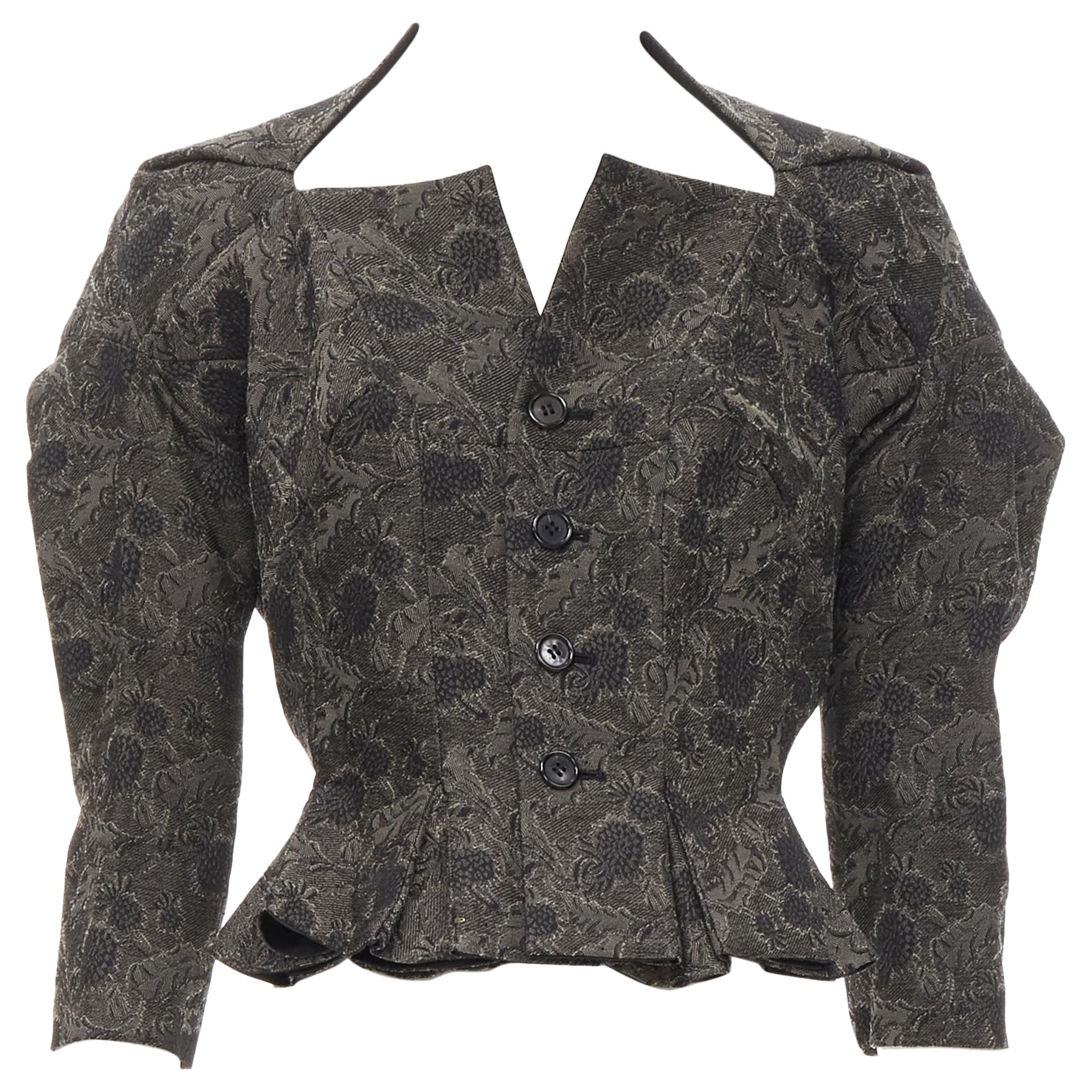 rare JUNYA WATANABE 1999 grey floral lace jacquard transformable jacket M