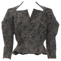 rare JUNYA WATANABE 1999 grey floral lace jacquard transformable jacket M