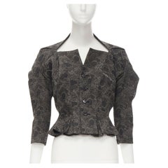 JUNYA WATANABE 1999 Graue Jacke aus geblümter Spitze aus Jacquard mit Umwandelung M