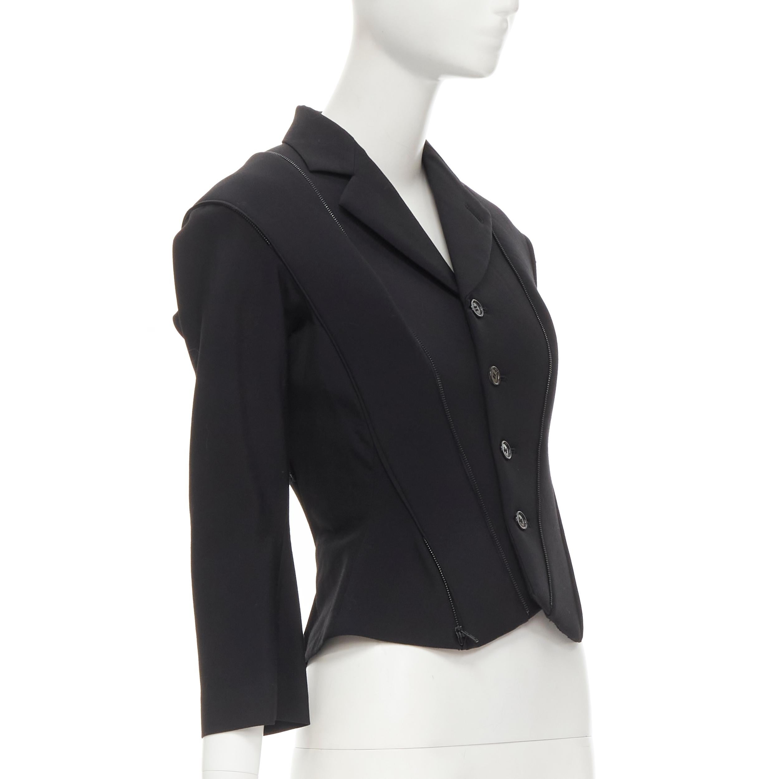 rare JUNYA WATANABE 1999 Runway black neoprene transformable blazer jacket S In Excellent Condition For Sale In Hong Kong, NT