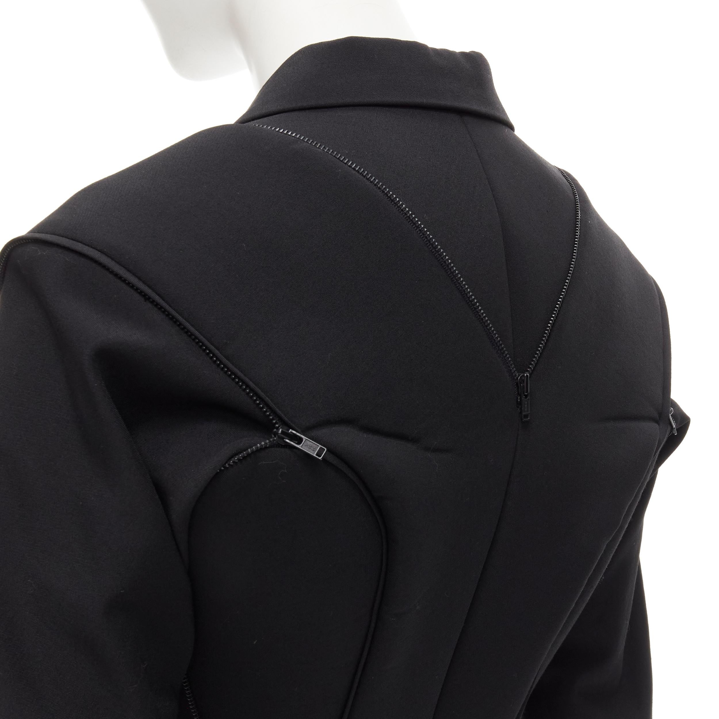rare JUNYA WATANABE 1999 Runway black neoprene transformable blazer jacket S For Sale 4