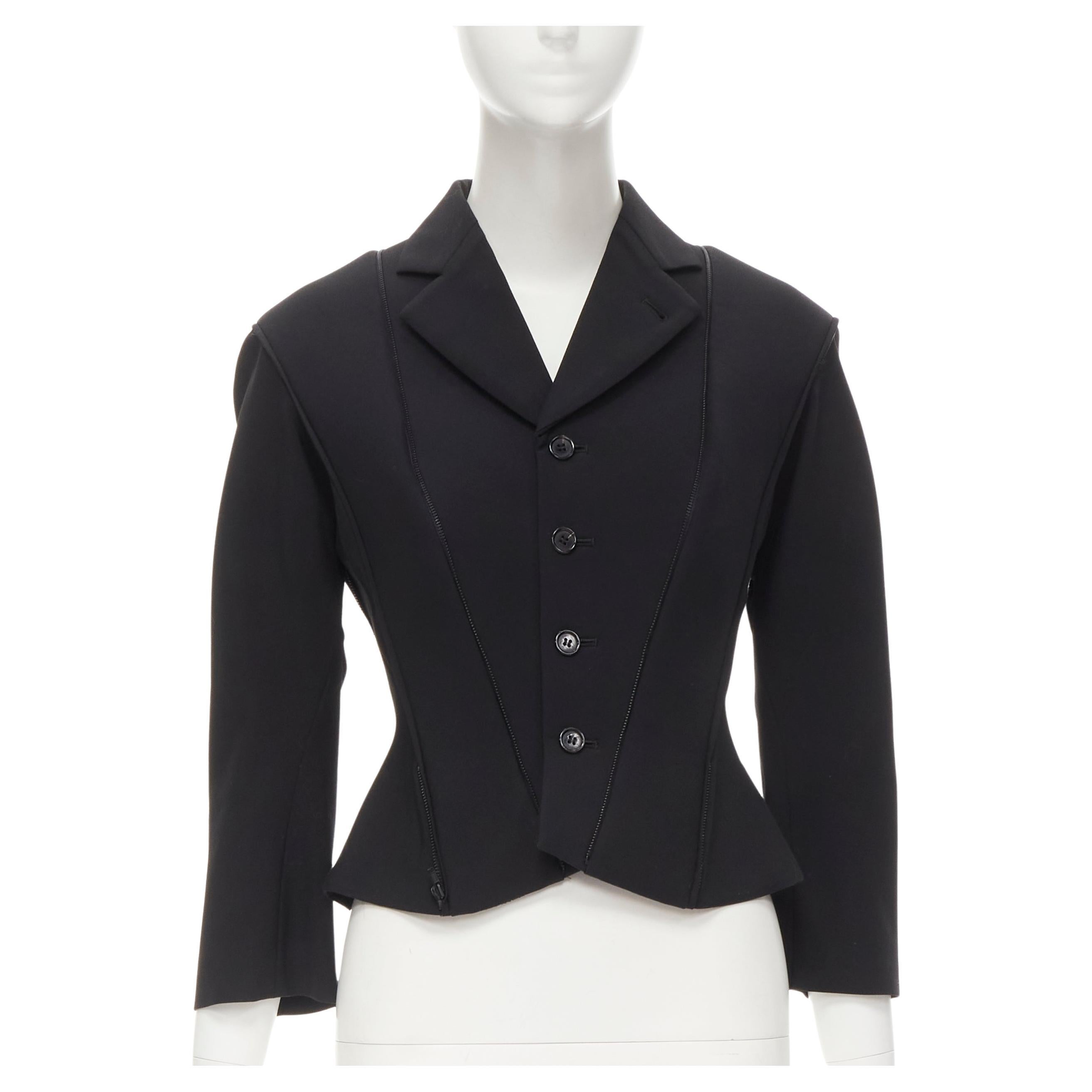 raro JUNYA WATANabe 1999 Giacca blazer trasformabile in neoprene nero da passerella S