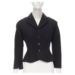 Seltene JUNYA WATANABE 1999 Laufsteg-Blazerjacke aus schwarzem Neopren mit Transformationsverschluss S