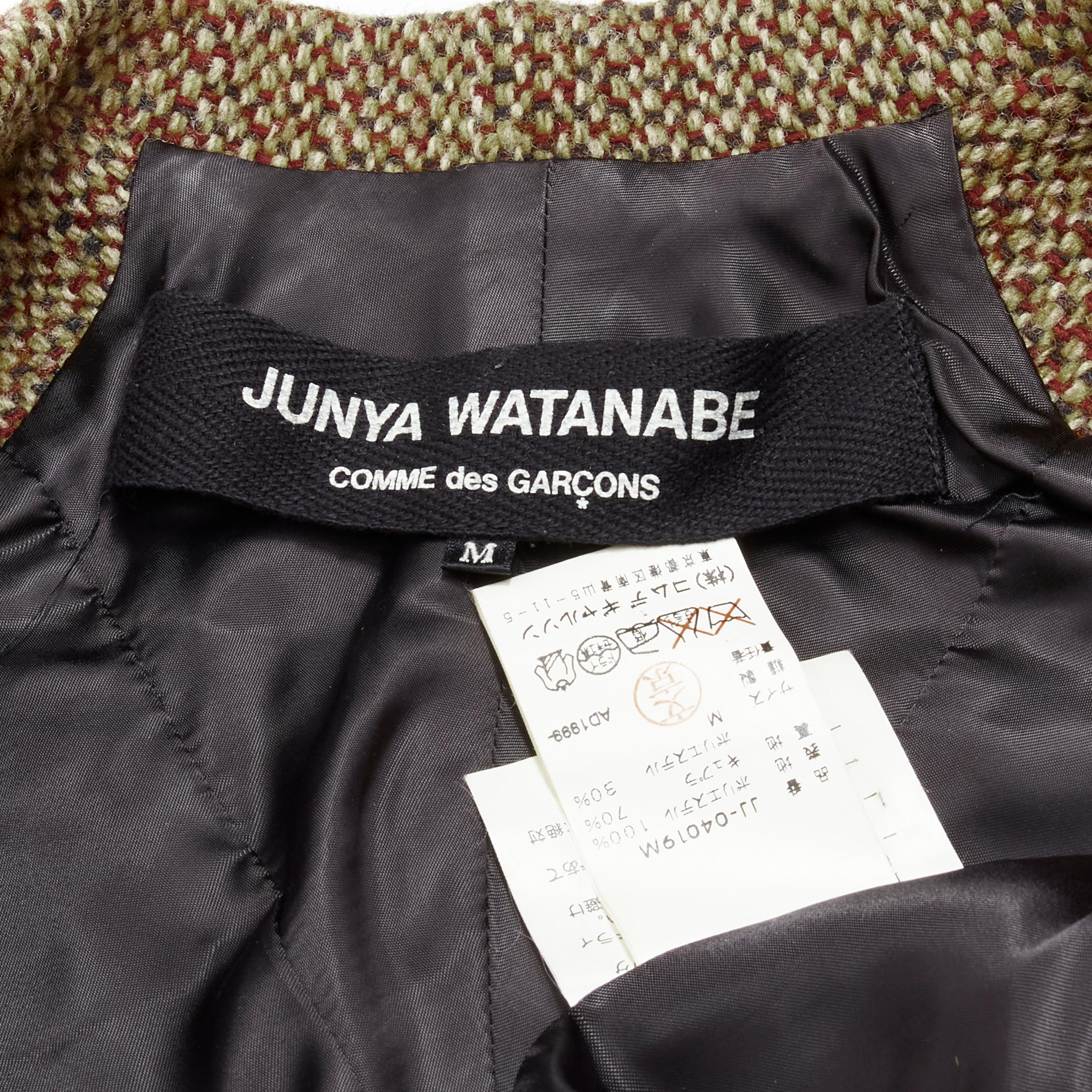 raro JUNYA WATANabe 1999 Giacca trasformabile in tweed marrone a spina di pesce M in vendita 5