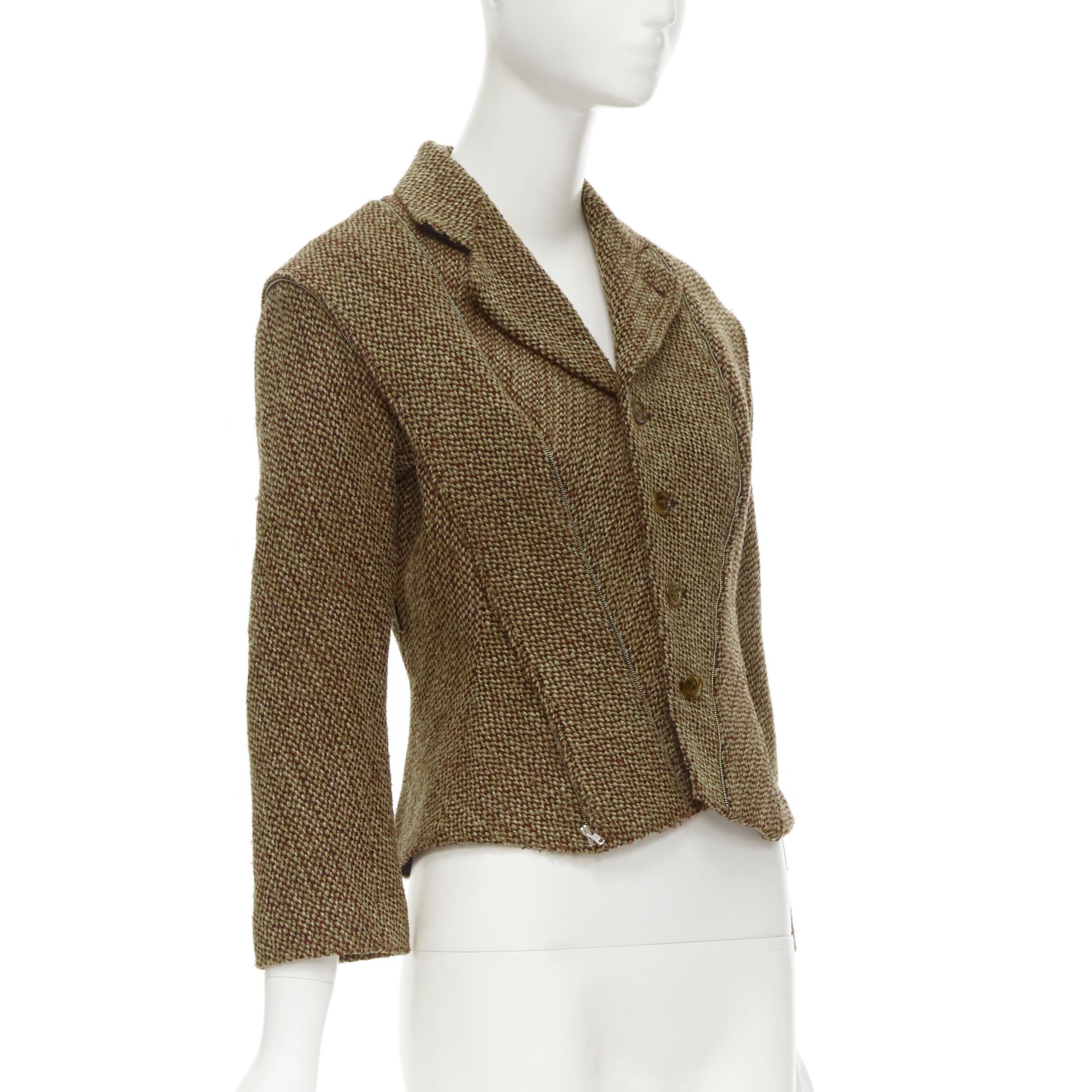 Marrone raro JUNYA WATANabe 1999 Giacca trasformabile in tweed marrone a spina di pesce M in vendita