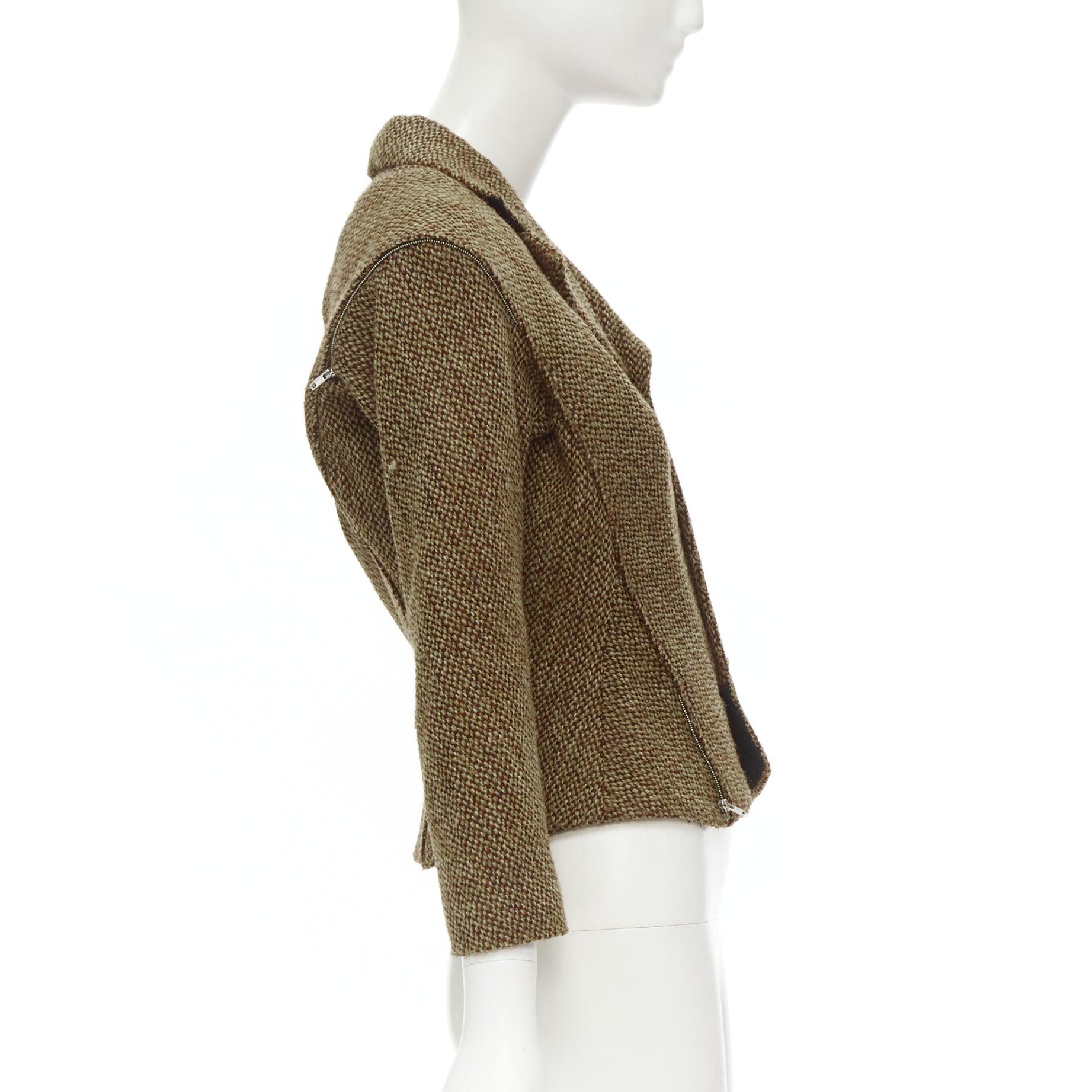 Women's rare JUNYA WATANABE 1999 Runway brown tweed herringbone transformable jacket M For Sale