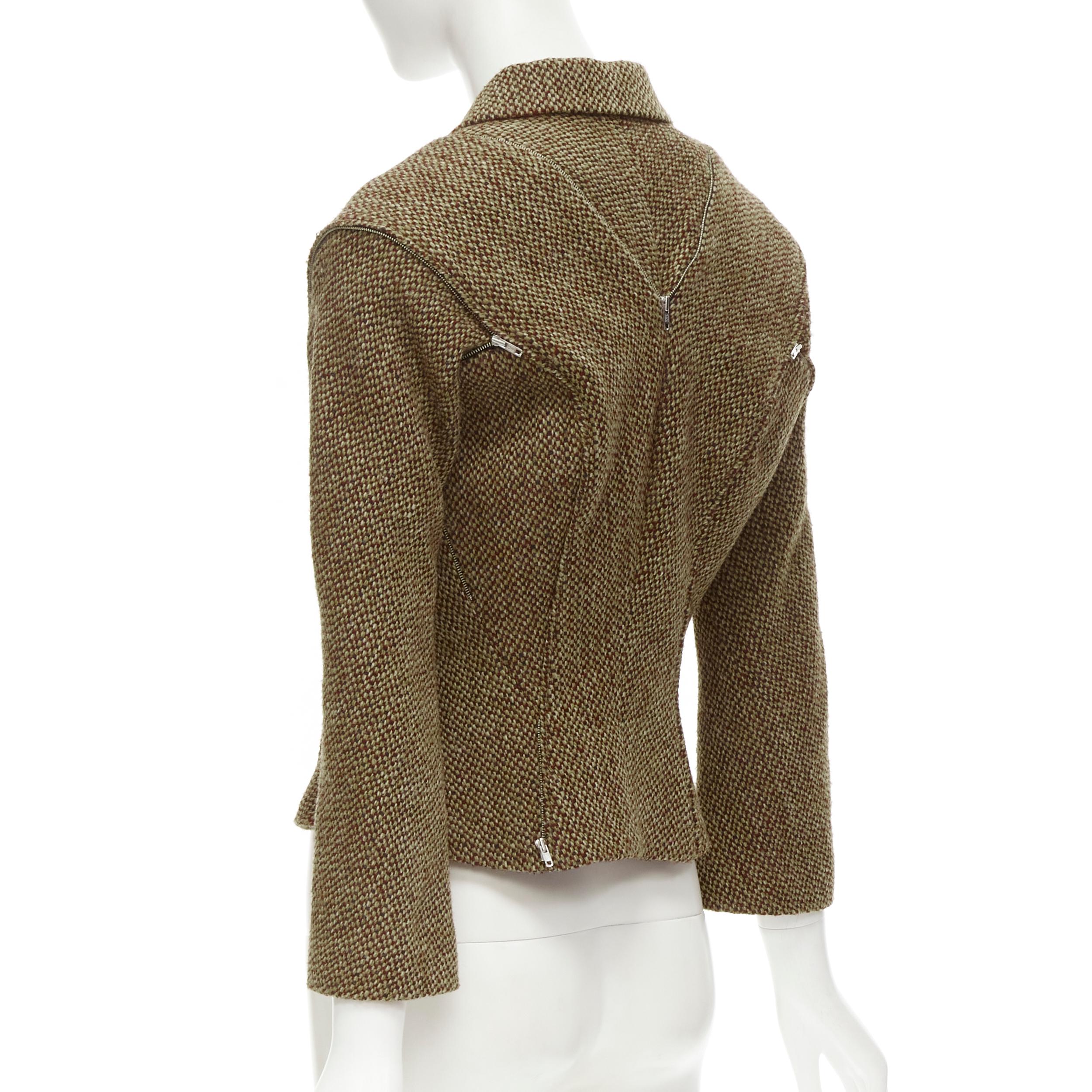 raro JUNYA WATANabe 1999 Giacca trasformabile in tweed marrone a spina di pesce M in vendita 1
