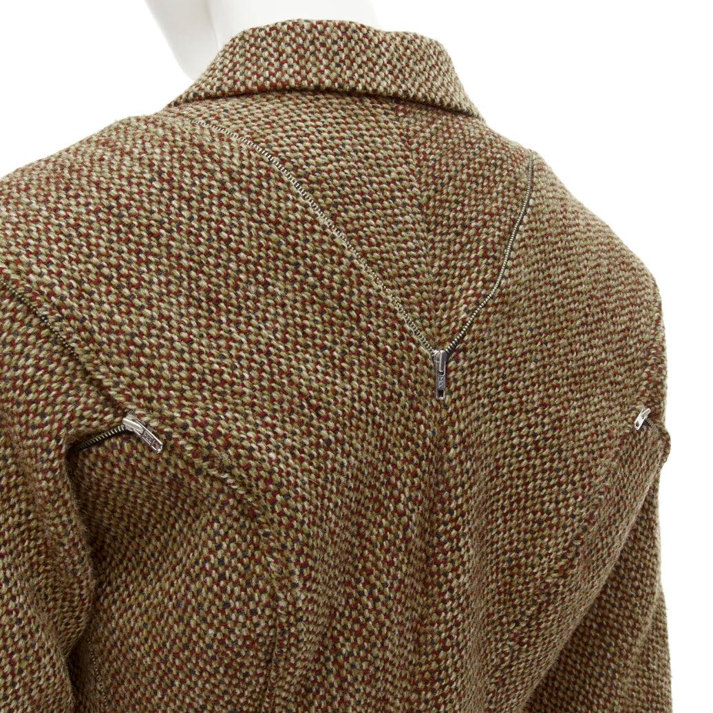rare JUNYA WATANABE 1999 Runway brown tweed herringbone transformable jacket M For Sale 3