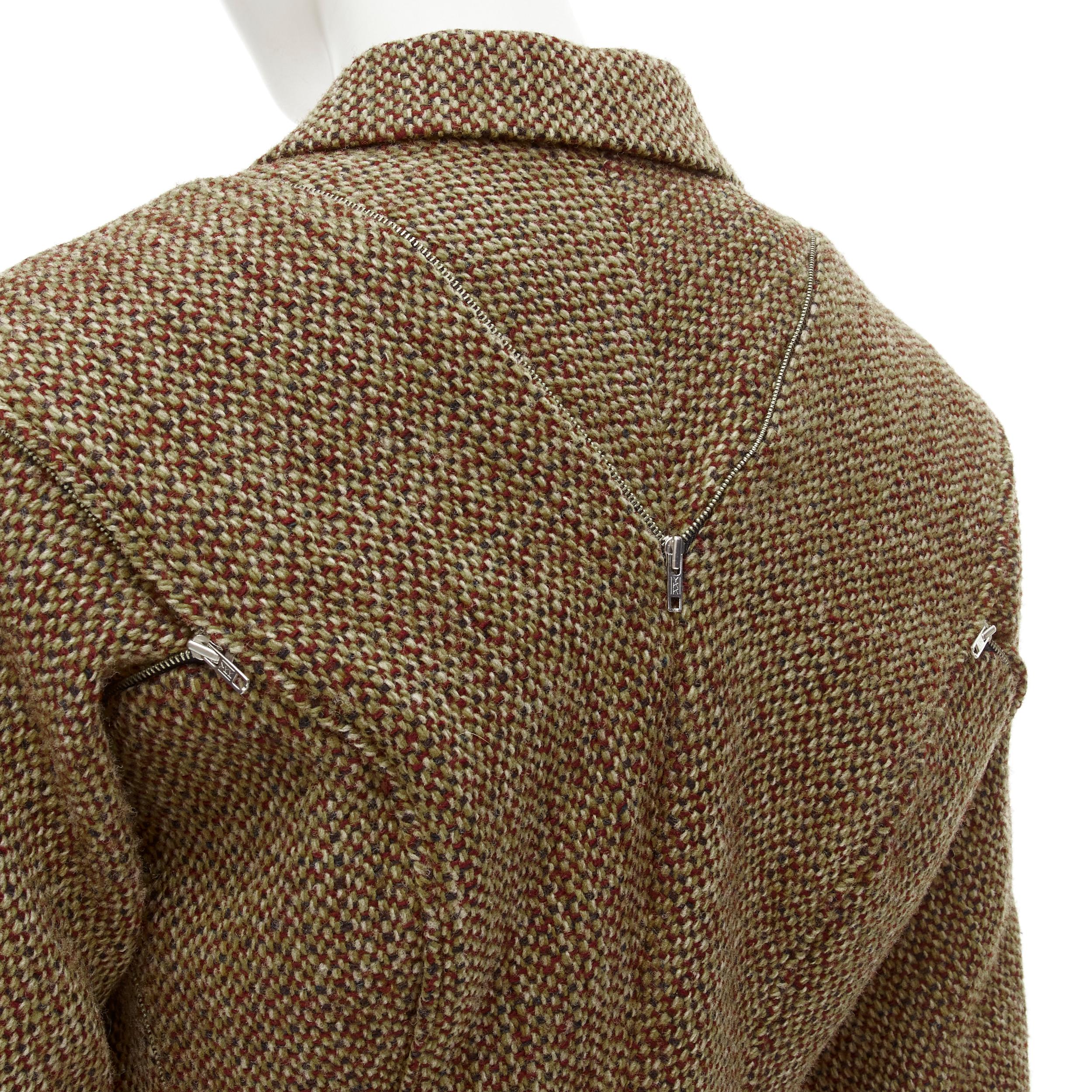 raro JUNYA WATANabe 1999 Giacca trasformabile in tweed marrone a spina di pesce M in vendita 3