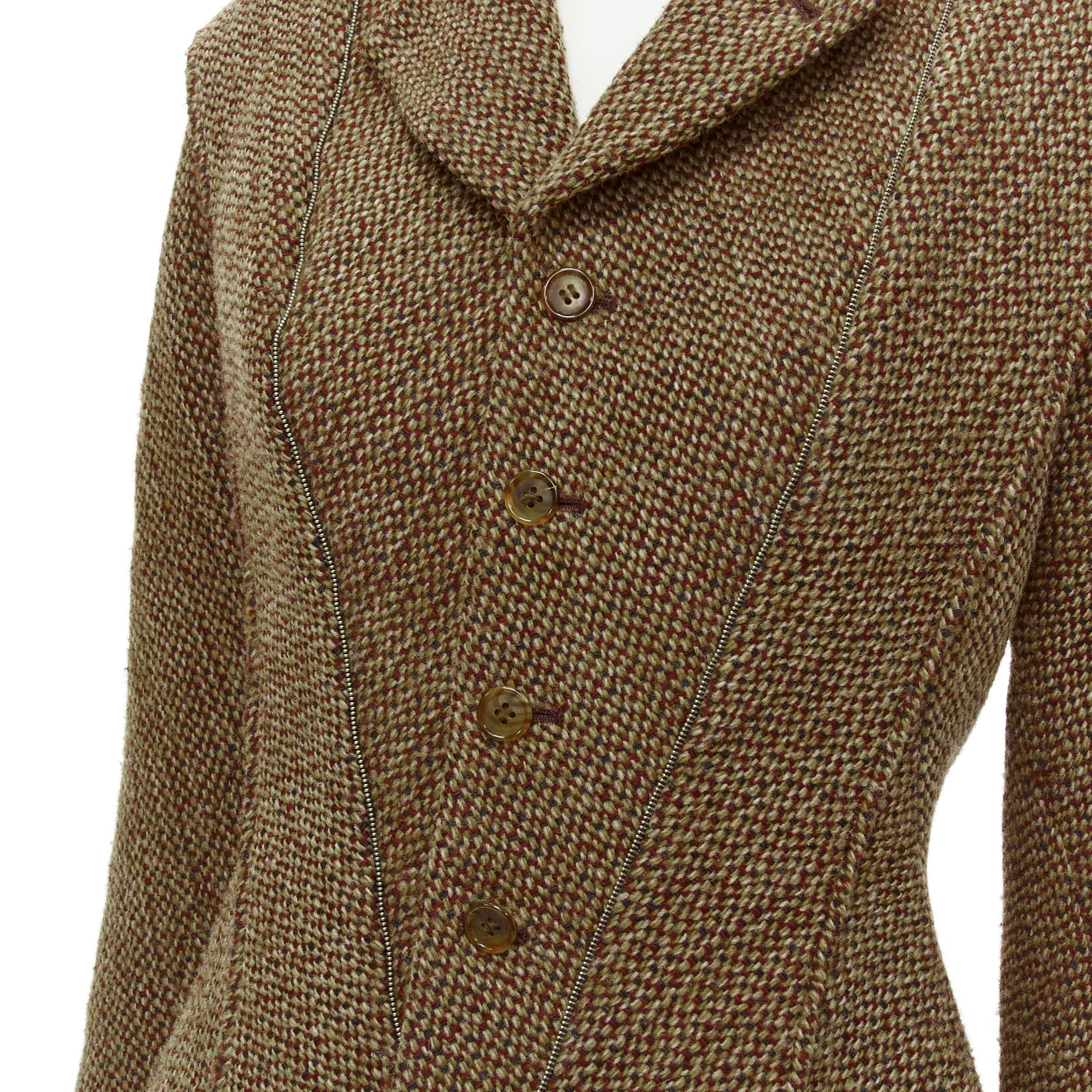 raro JUNYA WATANabe 1999 Giacca trasformabile in tweed marrone a spina di pesce M in vendita 4