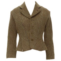 rare JUNYA WATANABE 1999 Runway brown tweed herringbone transformable jacket M